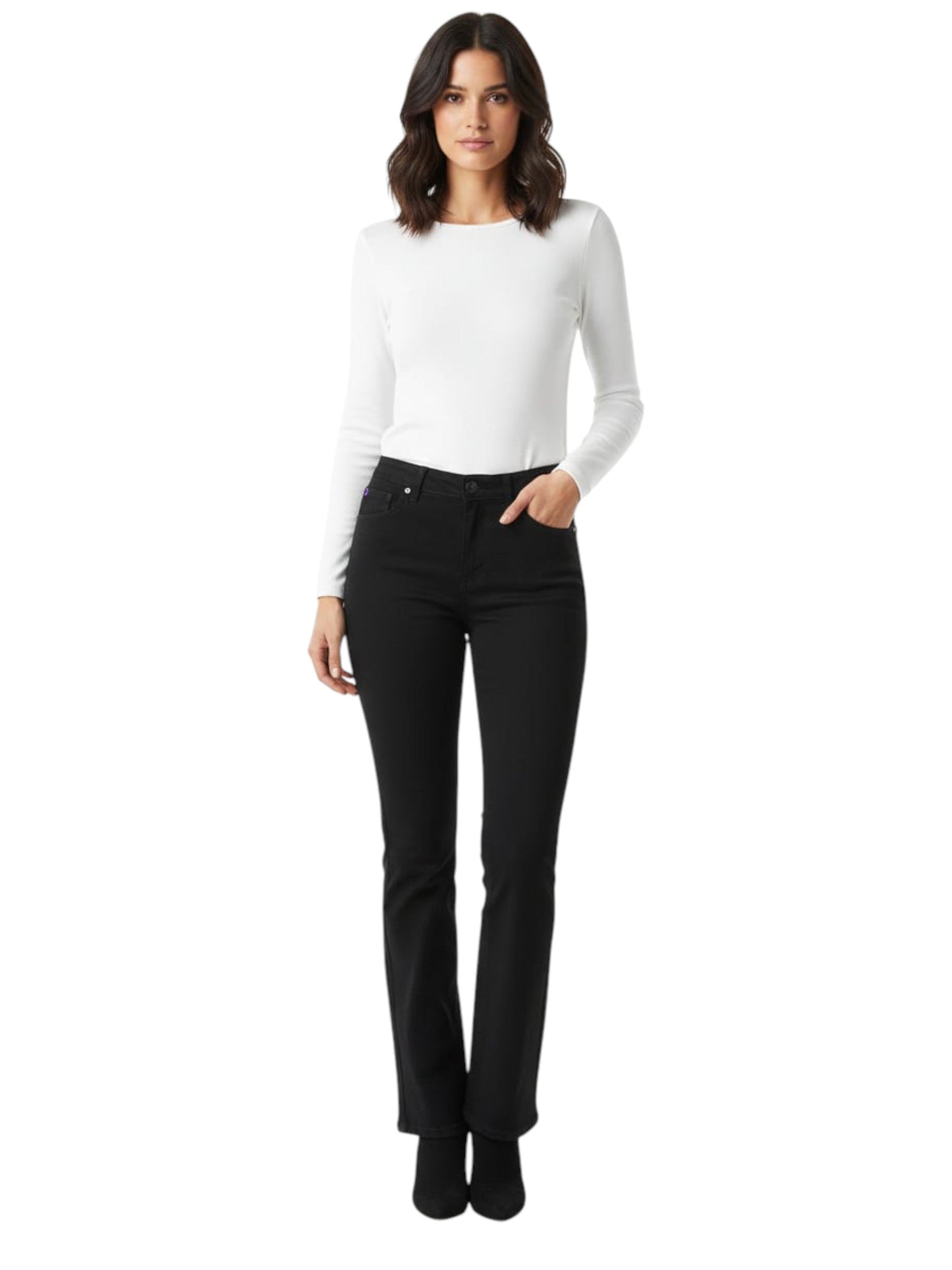 Women's Plain Solid Jeans,Black