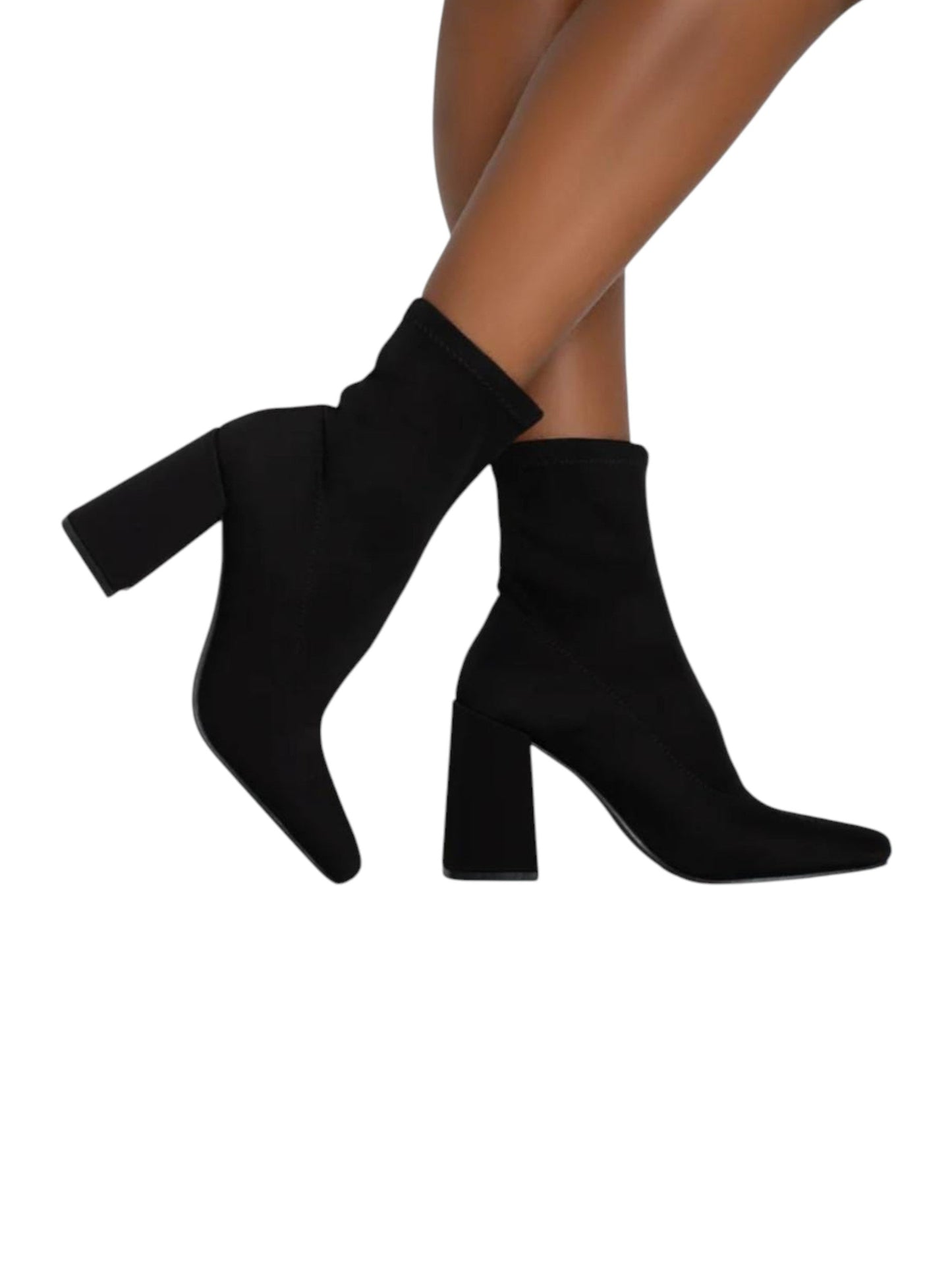 Women's Plain Heeled Ankle Boots,Black