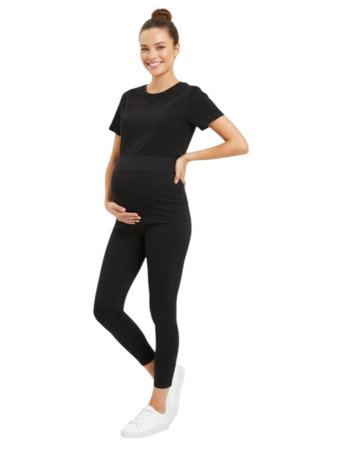 Women's Plain Solid Pregnant Legging,Black