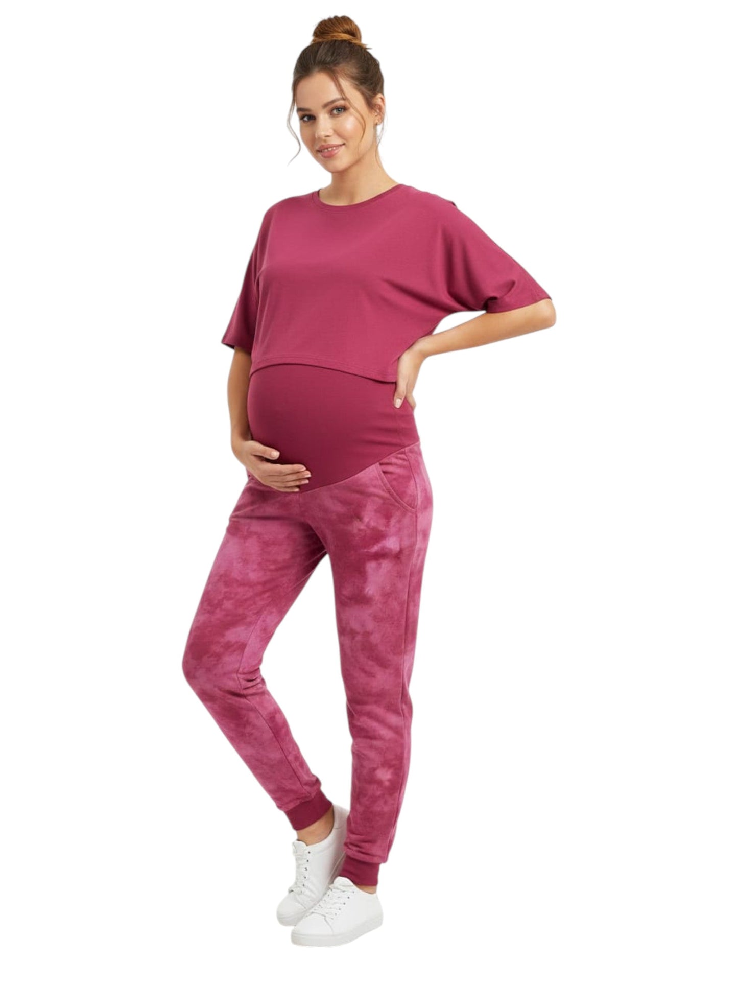 Women's Printed Pregnant Legging,Pink