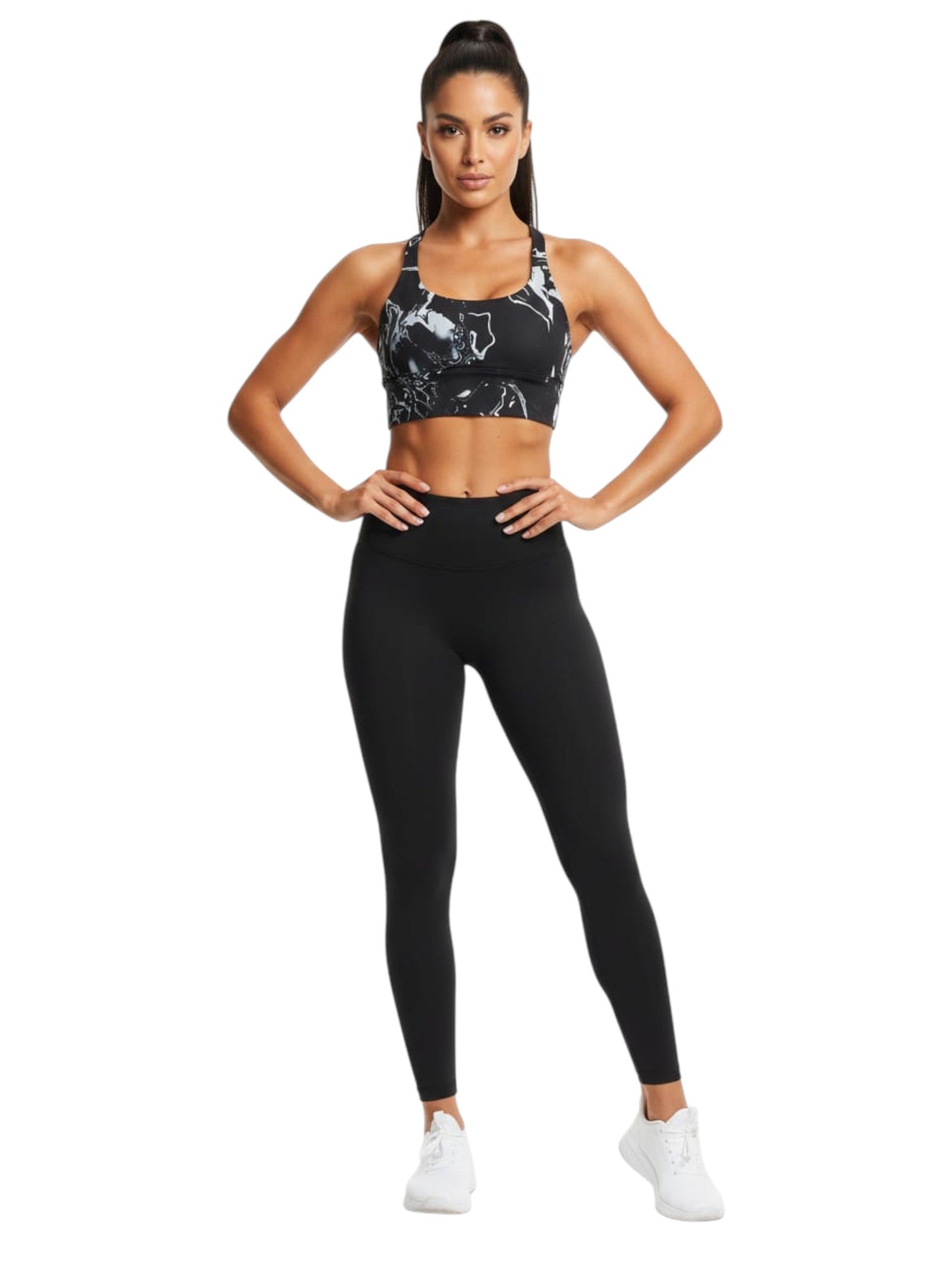 Women's Printed Sport Bra,Black