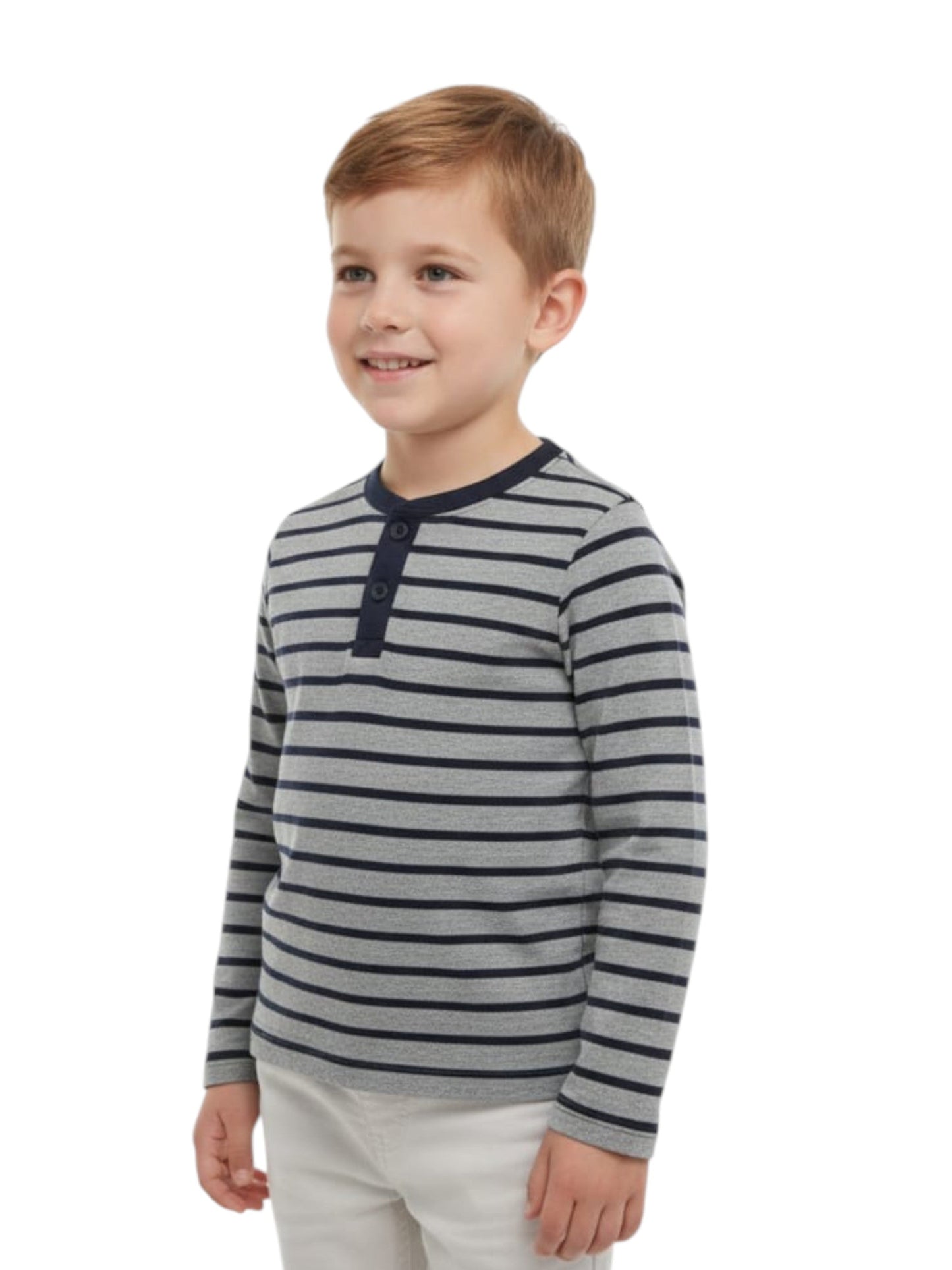Kid's Boy's Striped Top,Navy/Grey