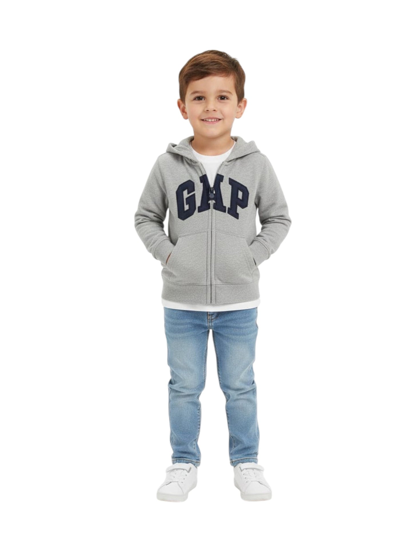 Kids Boy's Brand Logo Printed Hoodie,Light Grey