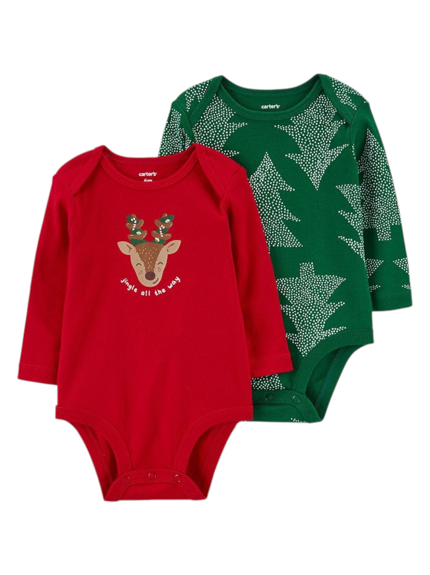 Kids Boy's Printed Bodysuit Set,Green/Red