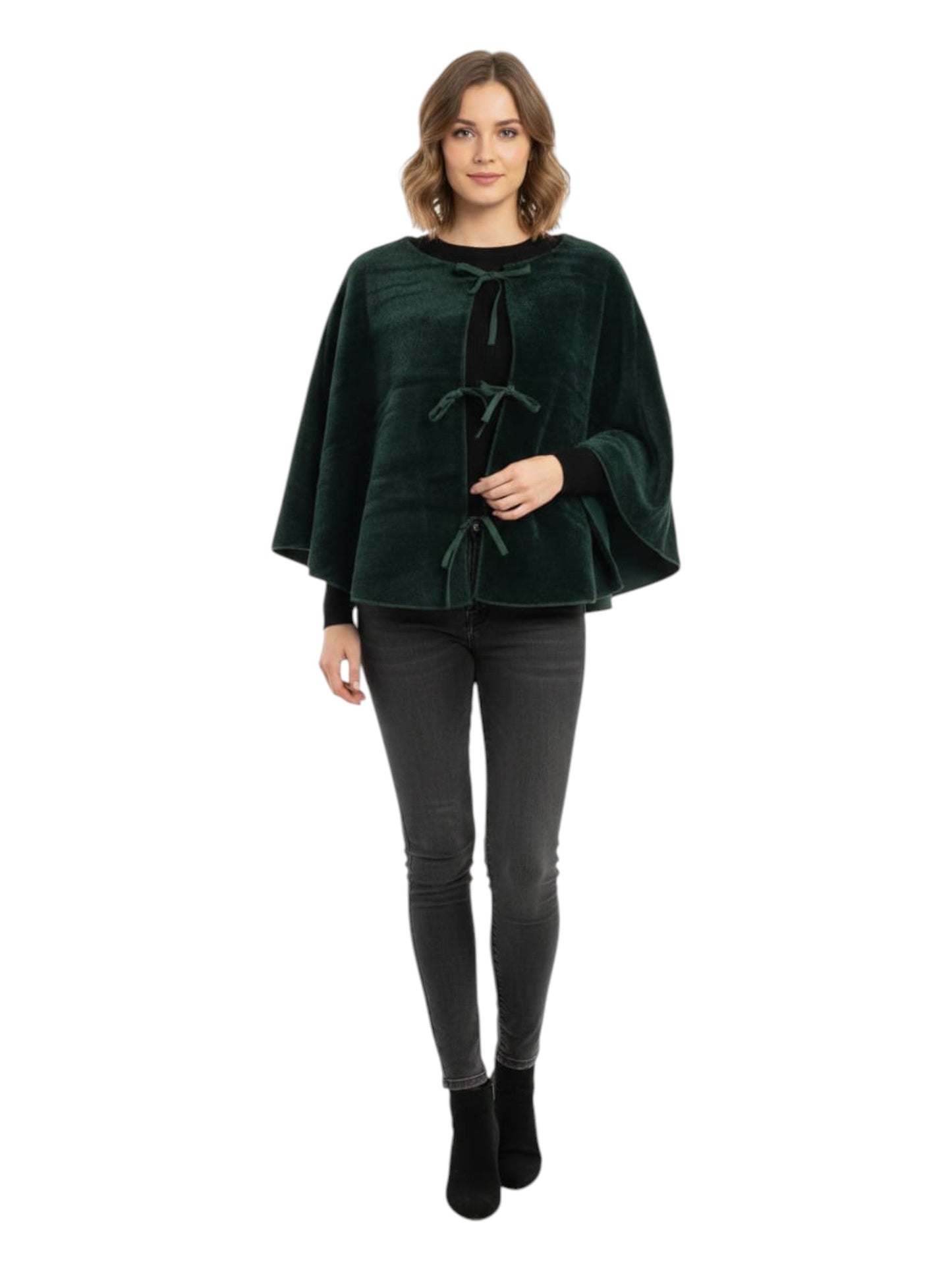 Women's Faux Fur Bolero Cape,Green