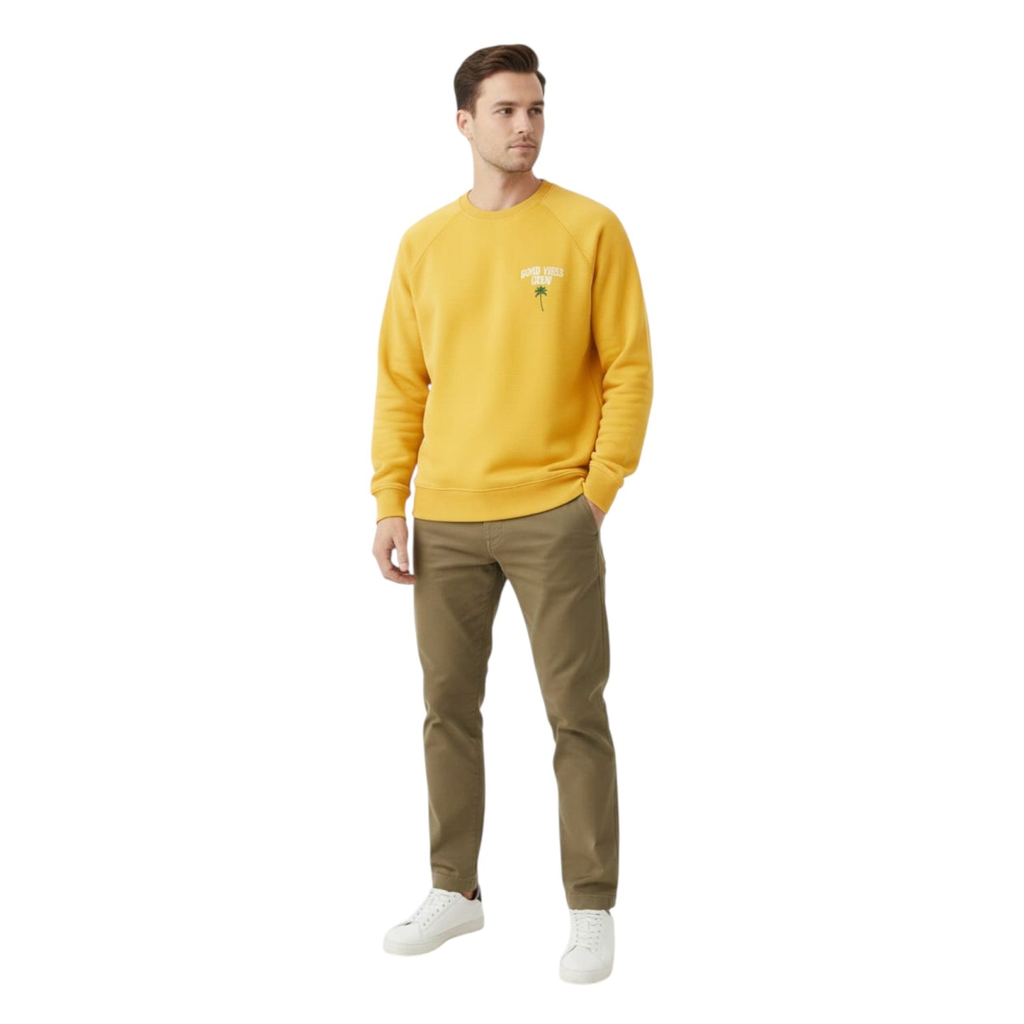 Men's Printed Back Sweaters,Yellow