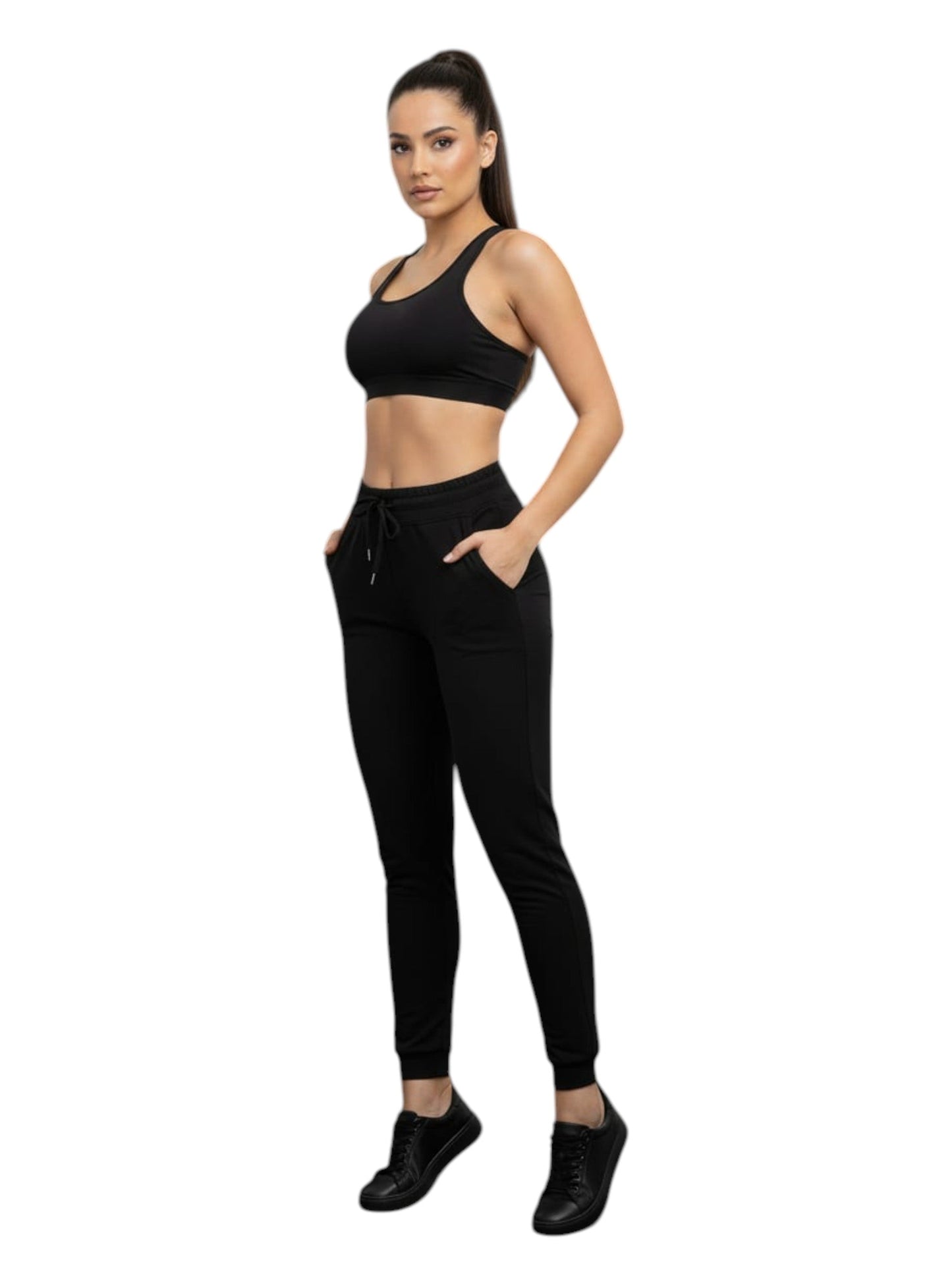 Women's Plain Solid Pant,Black