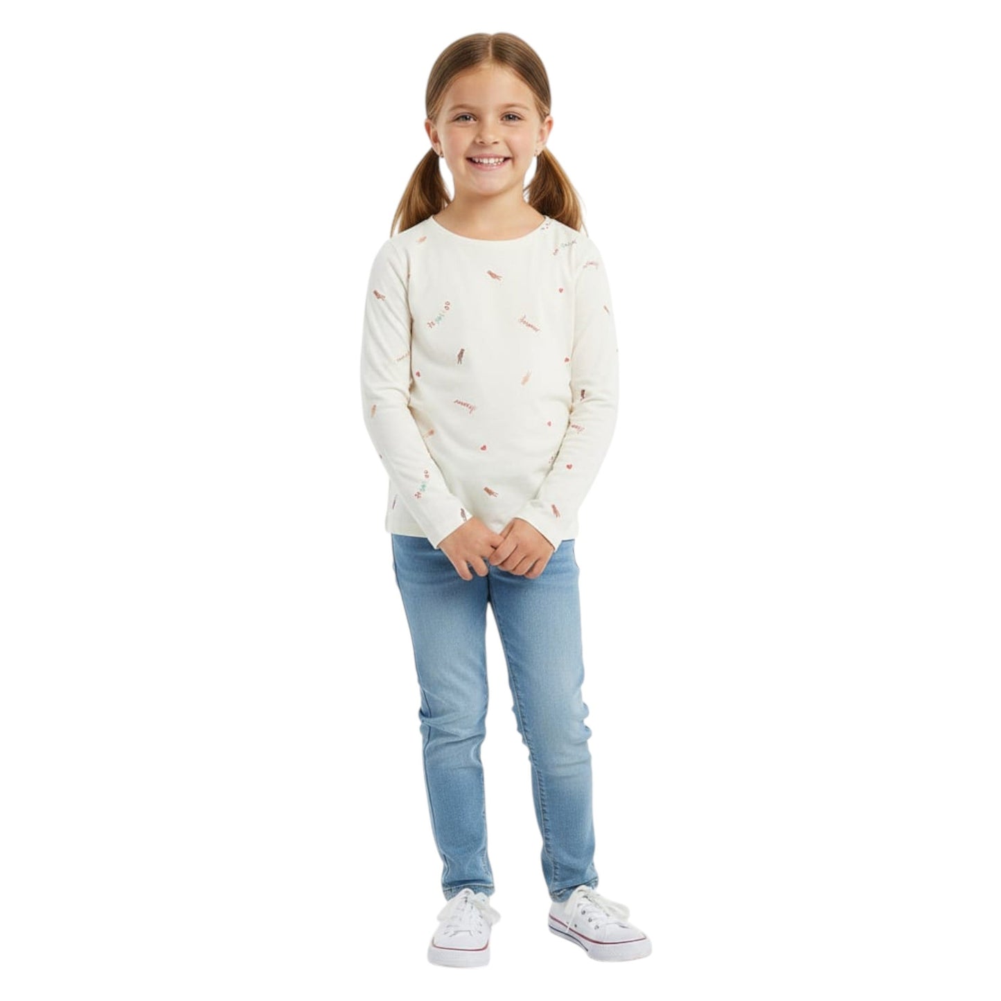 Kids Girl's Printed Top,Off White