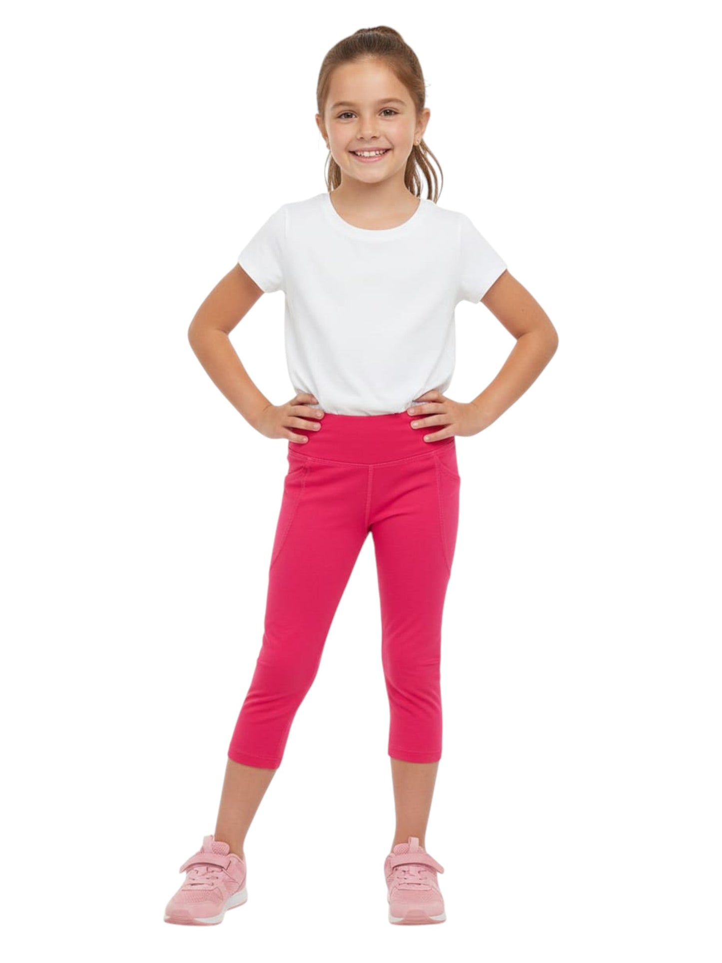 Kids Girl's Plain Solid Legging,Dark Pink