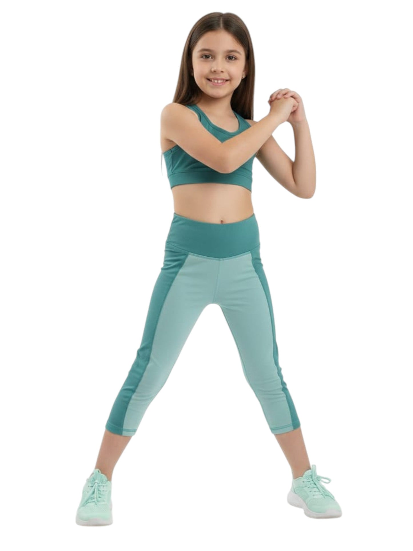 Kids Girl's Colorblocked Legging,Light Green