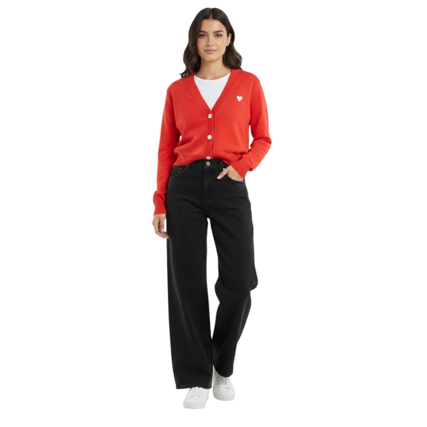 Women's Knitted Top Cardigan,Red