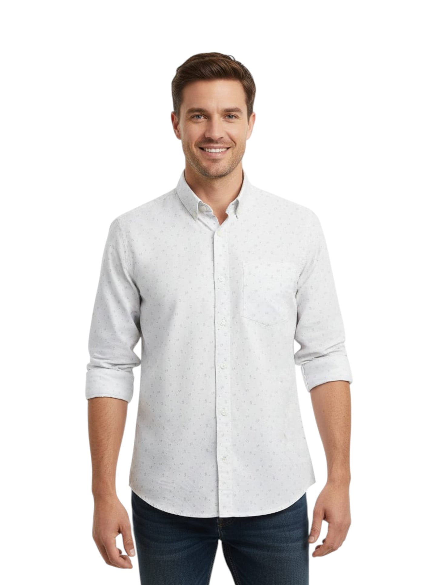 Men's Printed Dress Shirt,Light Grey
