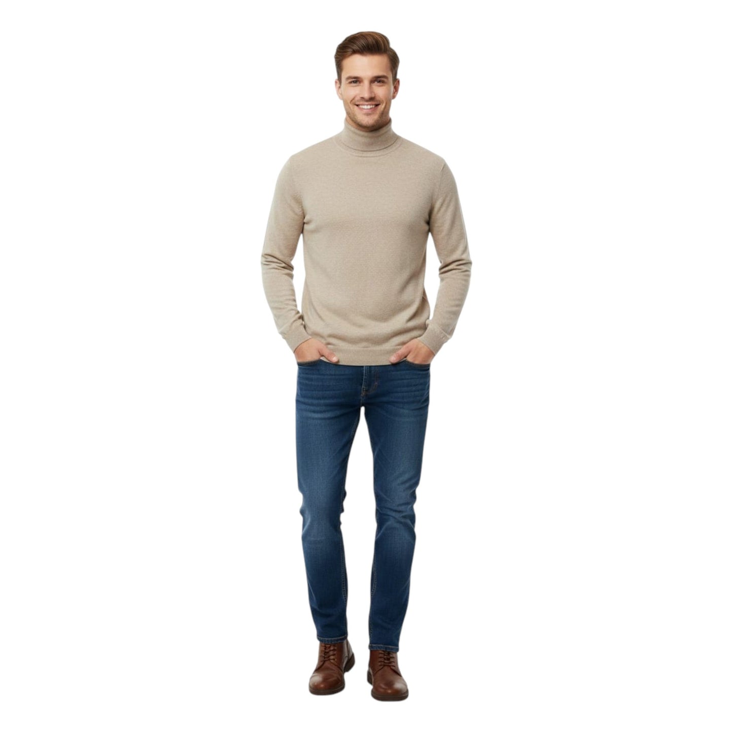 Men's Plain Solid Sweaters,Beige