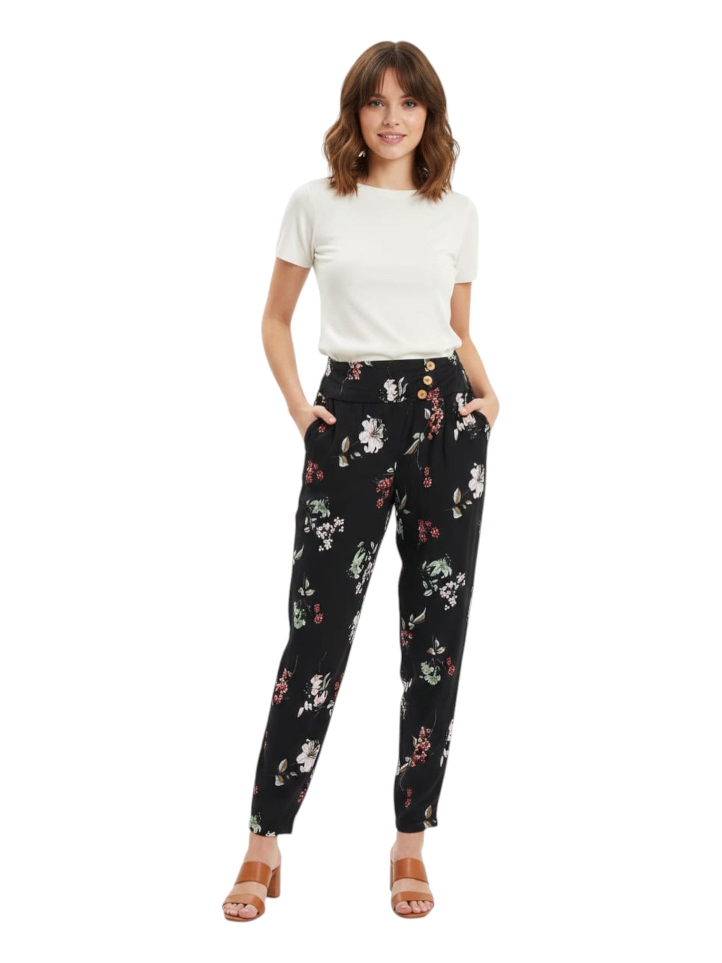 Women's Floral Printed Pant,Black