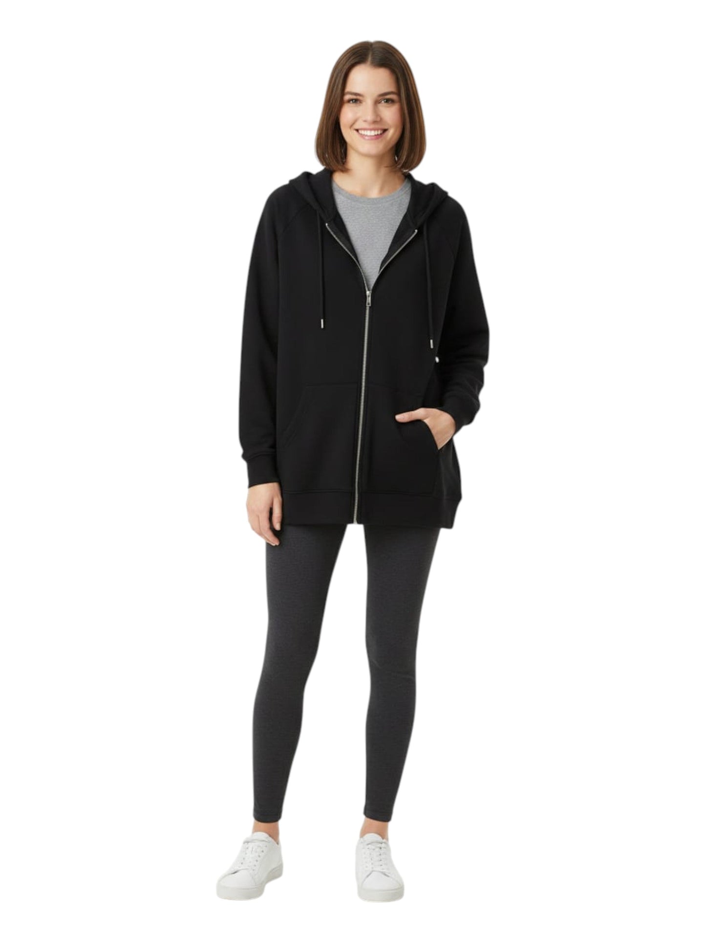 Women's Plain Solid Hoodie,Black