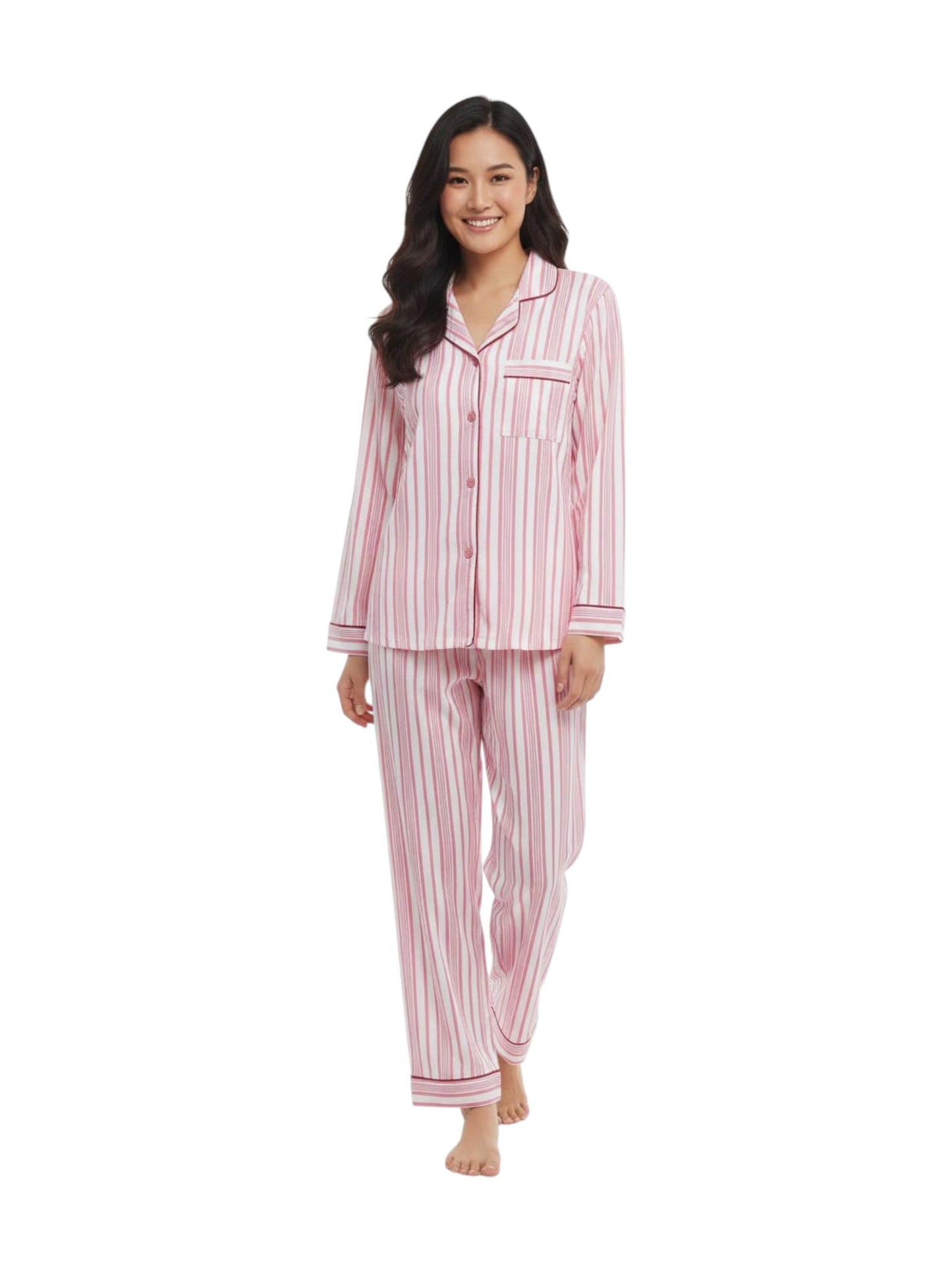 Women's Striped Pajama Set,Pink
