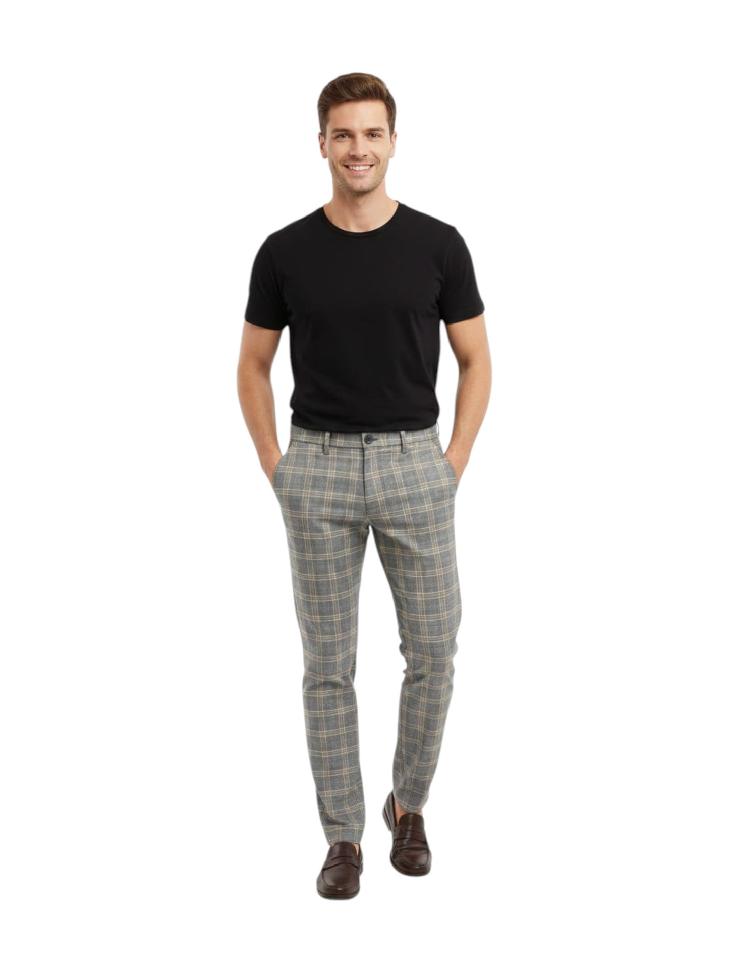 Men's Plaid Classic Pant,Beige