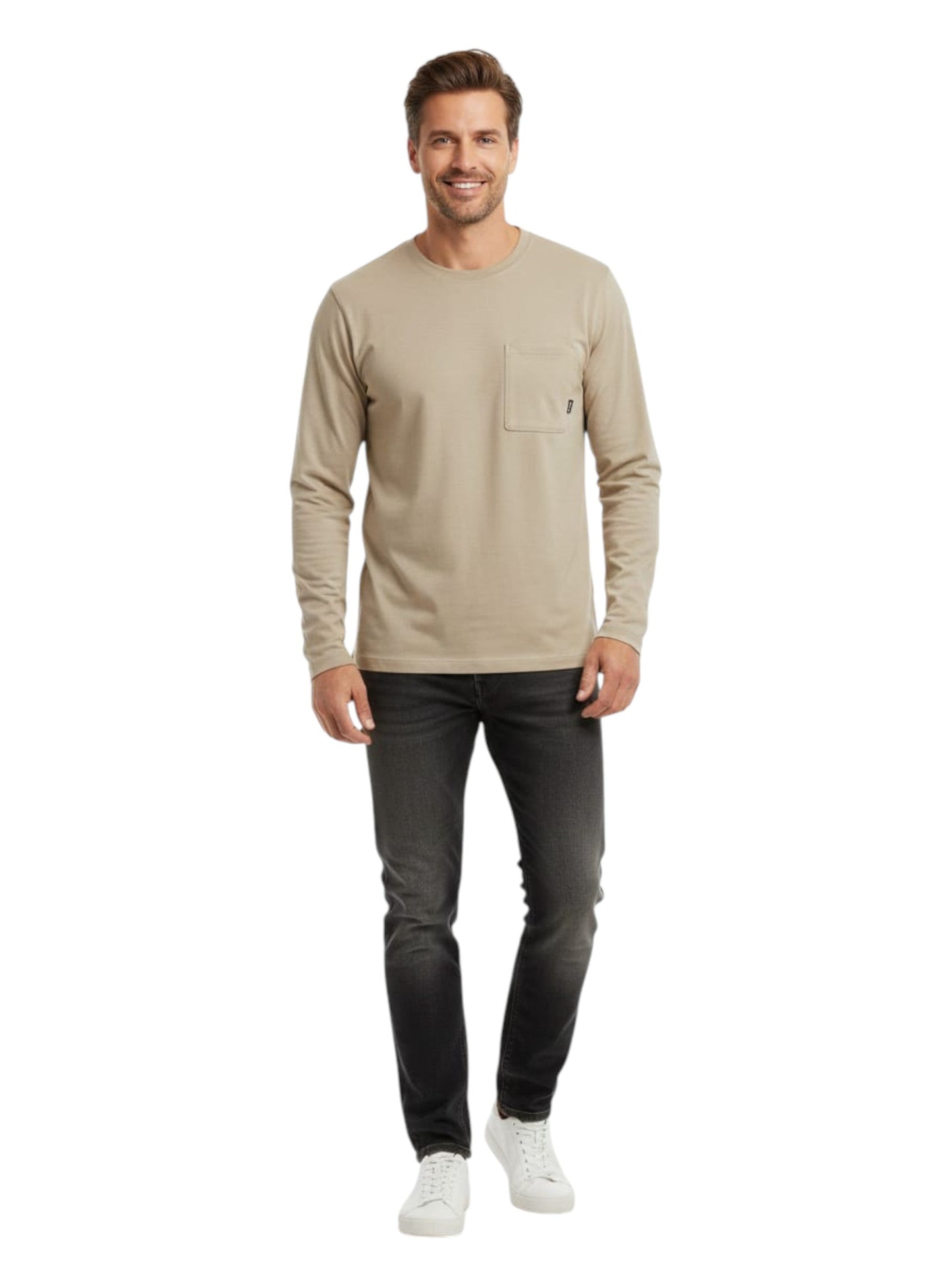 Men's Plain Solid Sweaters,Beige
