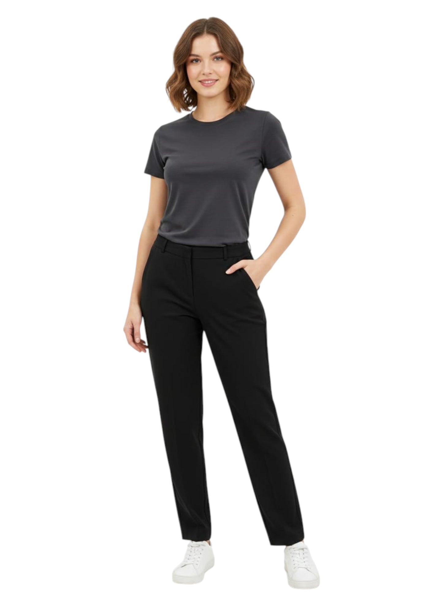 Women's Plain Solid Classic Pant,Black