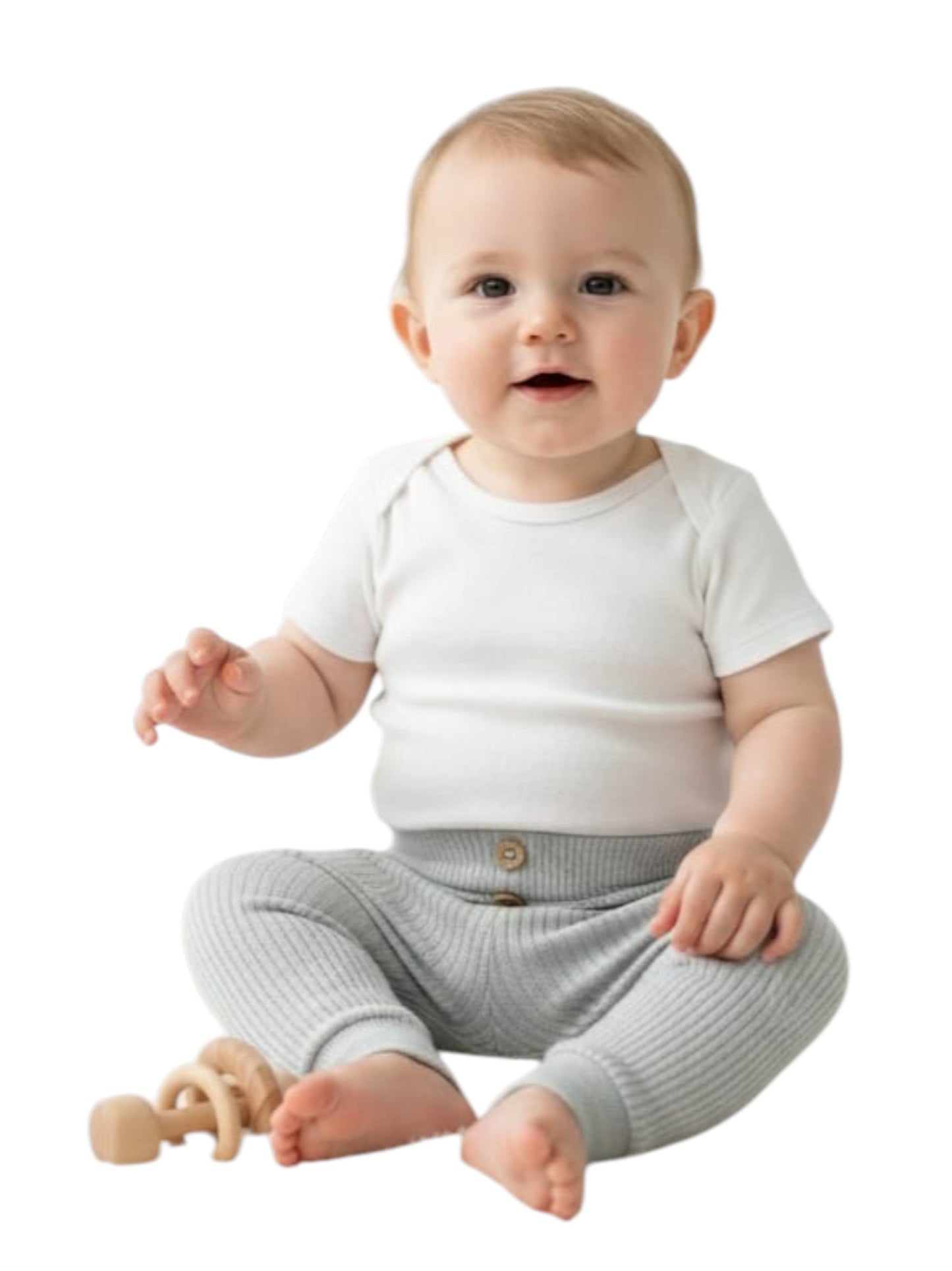 Kids Boy's Ribbed Pants,Light Grey