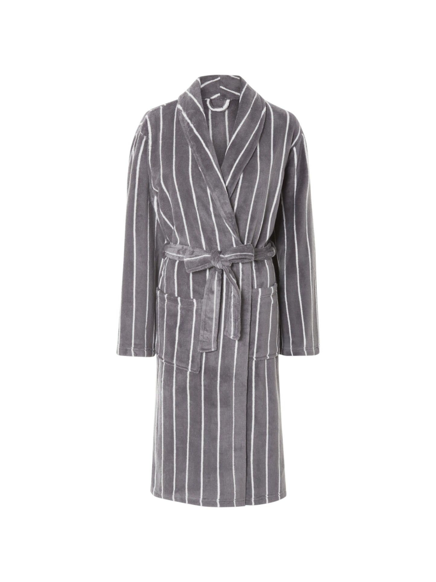 Men's Striped Robe,Grey/White