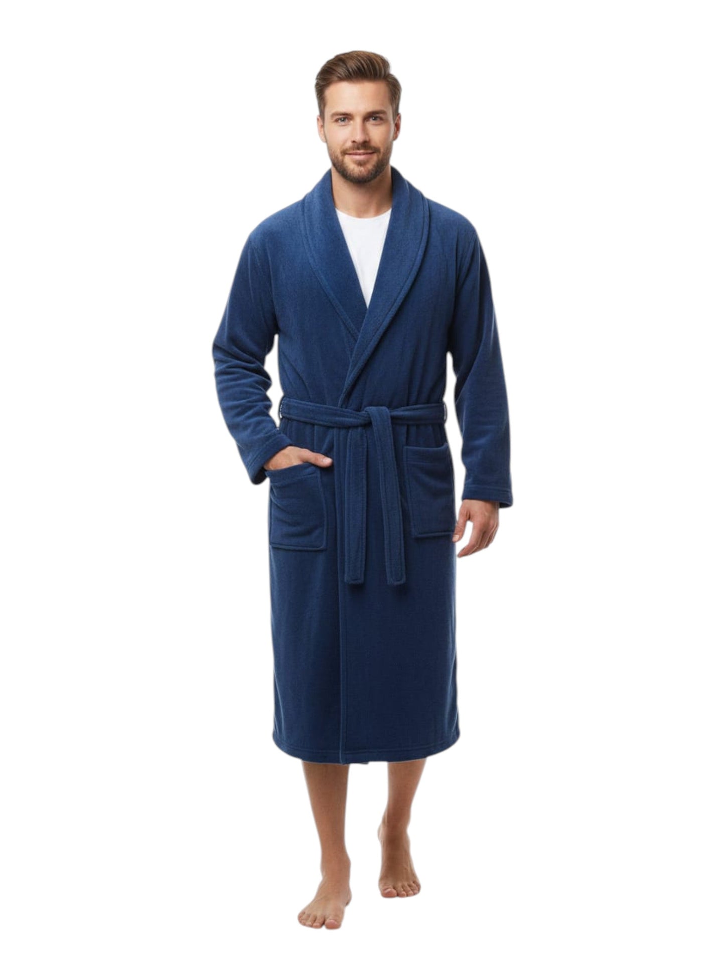 Men's Plain Solid Robe,Blue