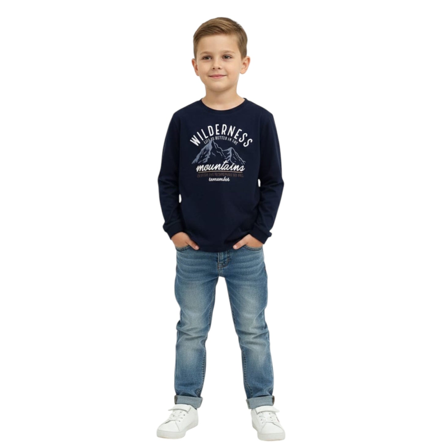 Kids Boy's Graphic Printed Top,Navy