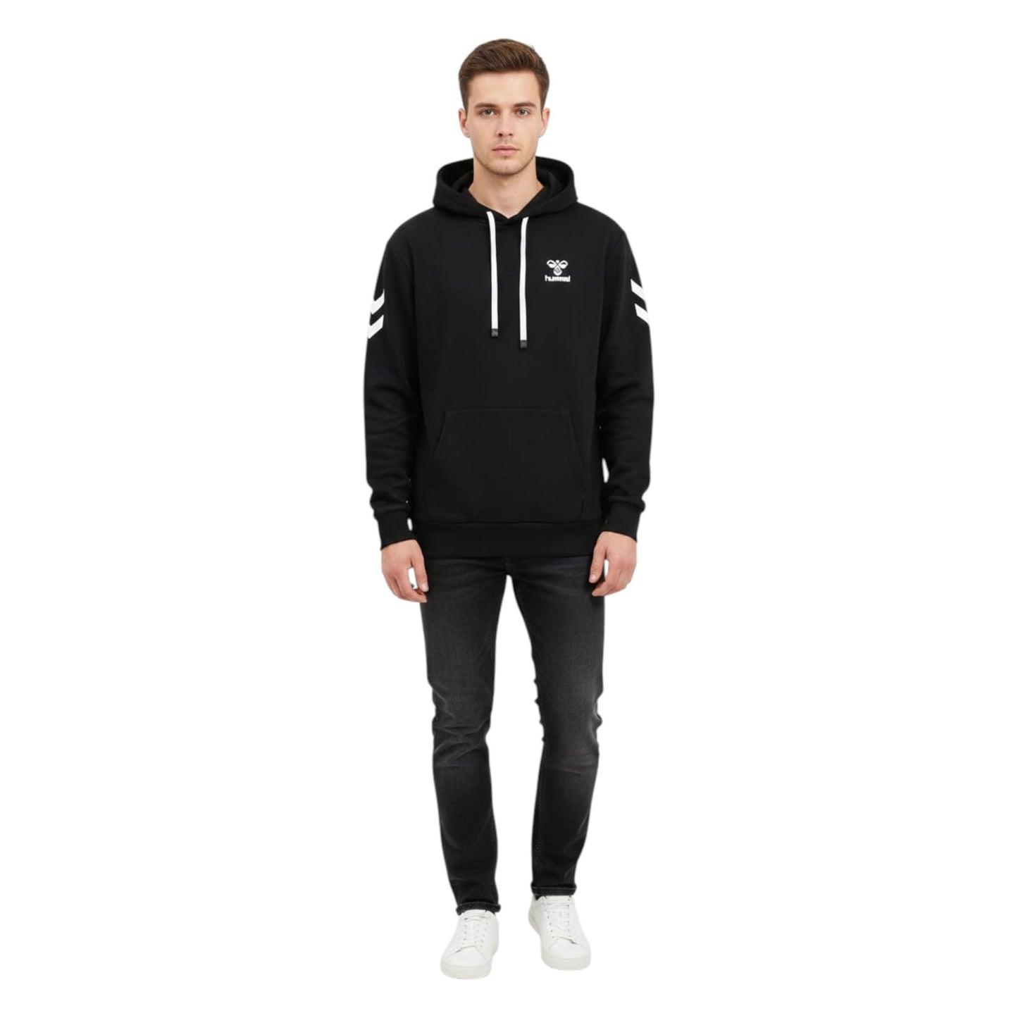 Men's Brand Logo Printed Hoodie,Black