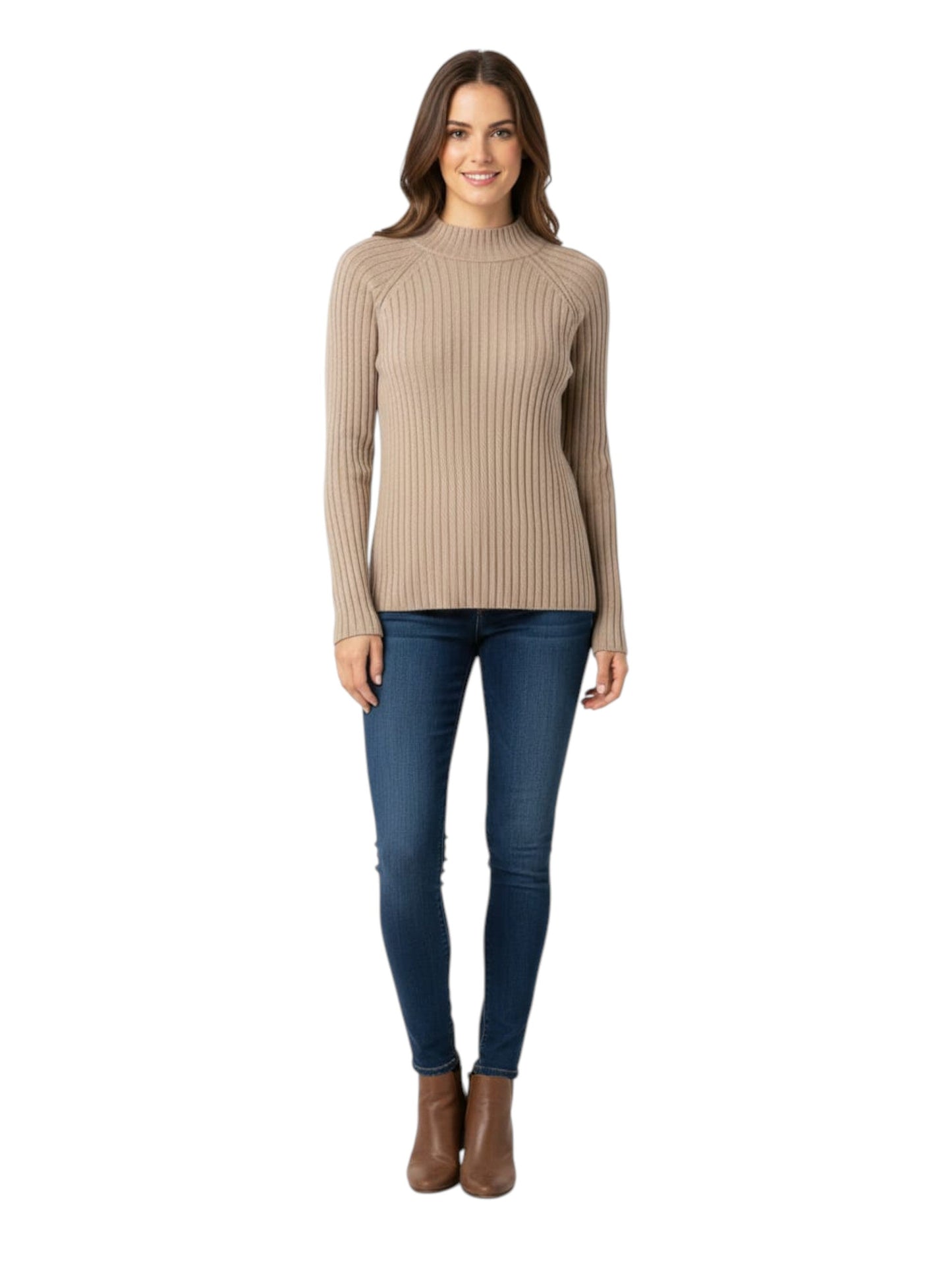 Women's Ribbed Top,Beige