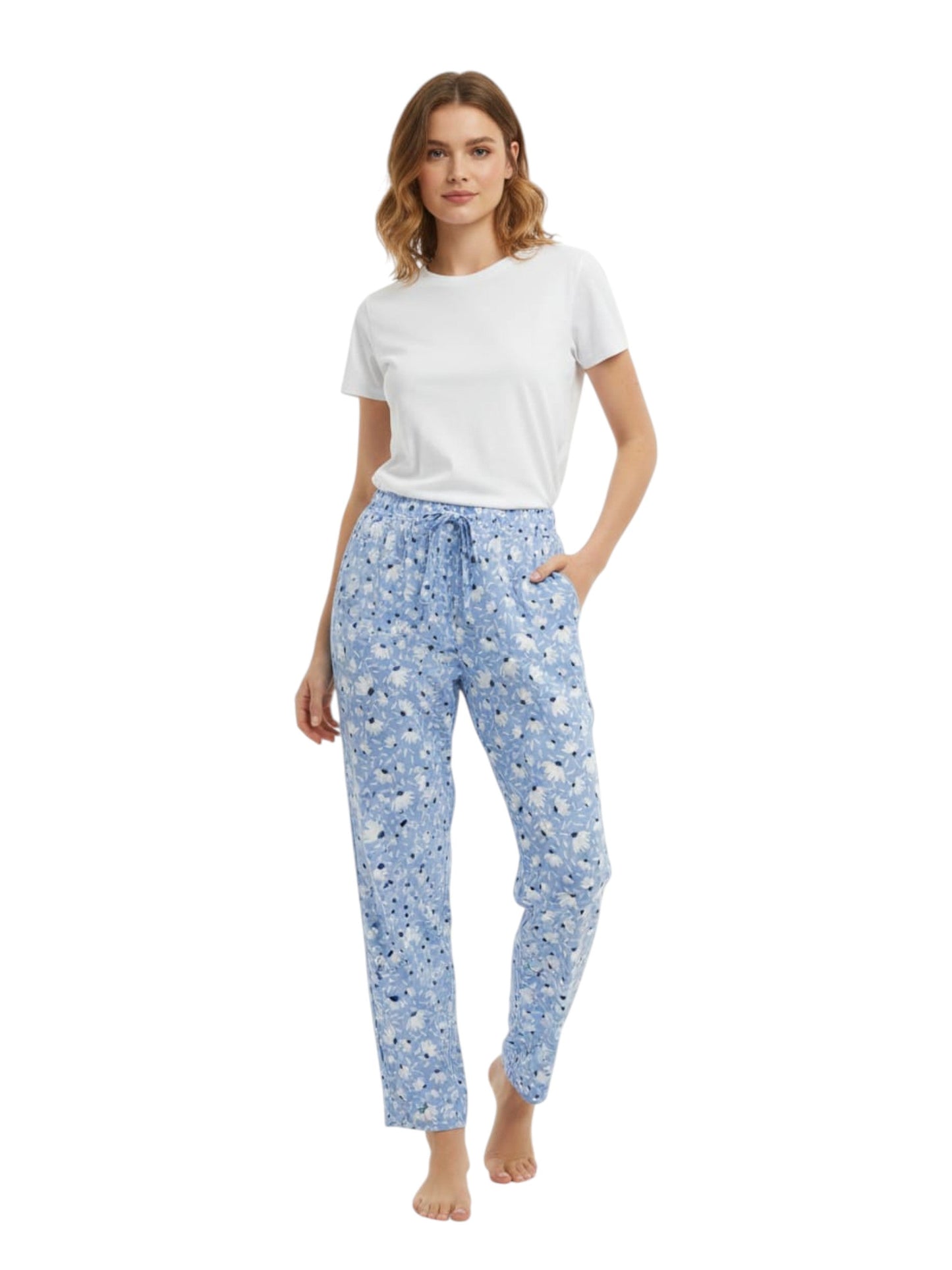 Women's Floral Printed Sleepwear Pant,Blue