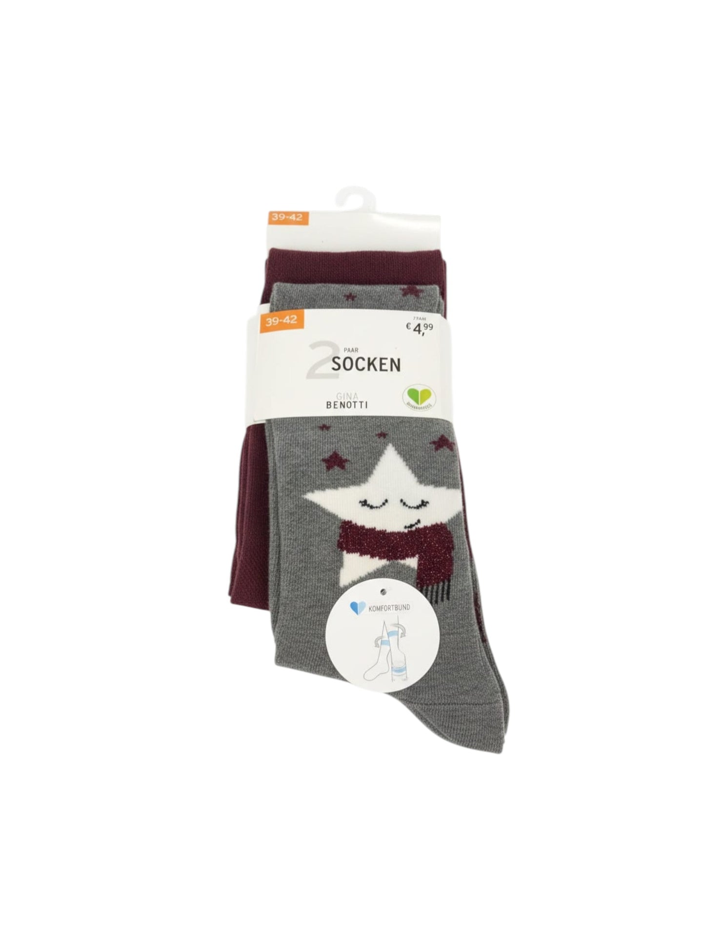 Women's Knitted Socks Set 2Pieces,Grey/Dark Purple
