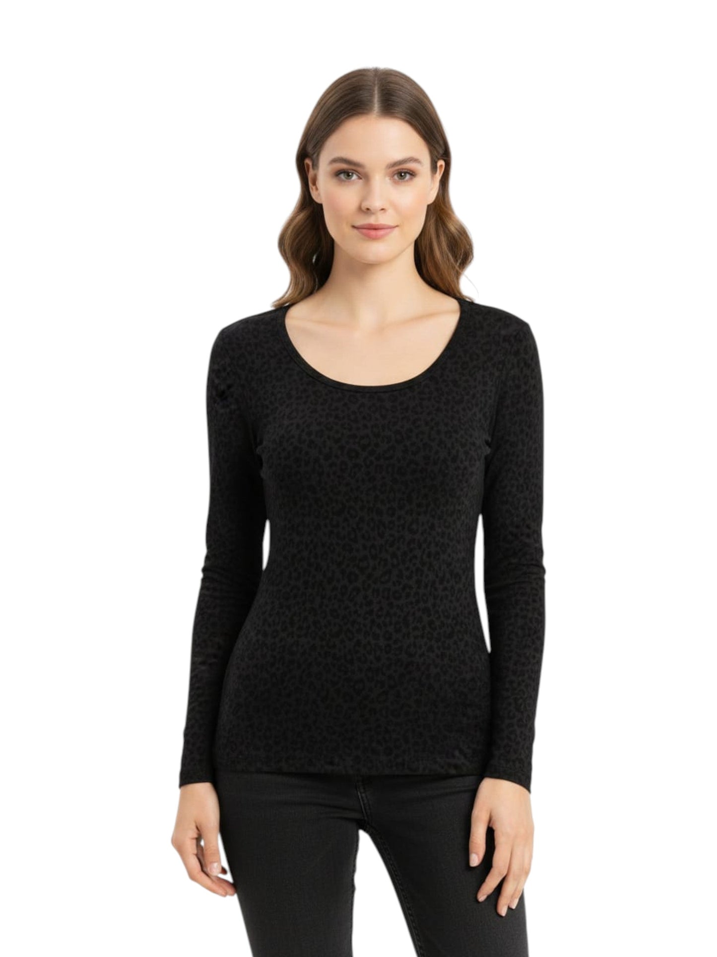 Women's Animal Printed Top,Dark Brown