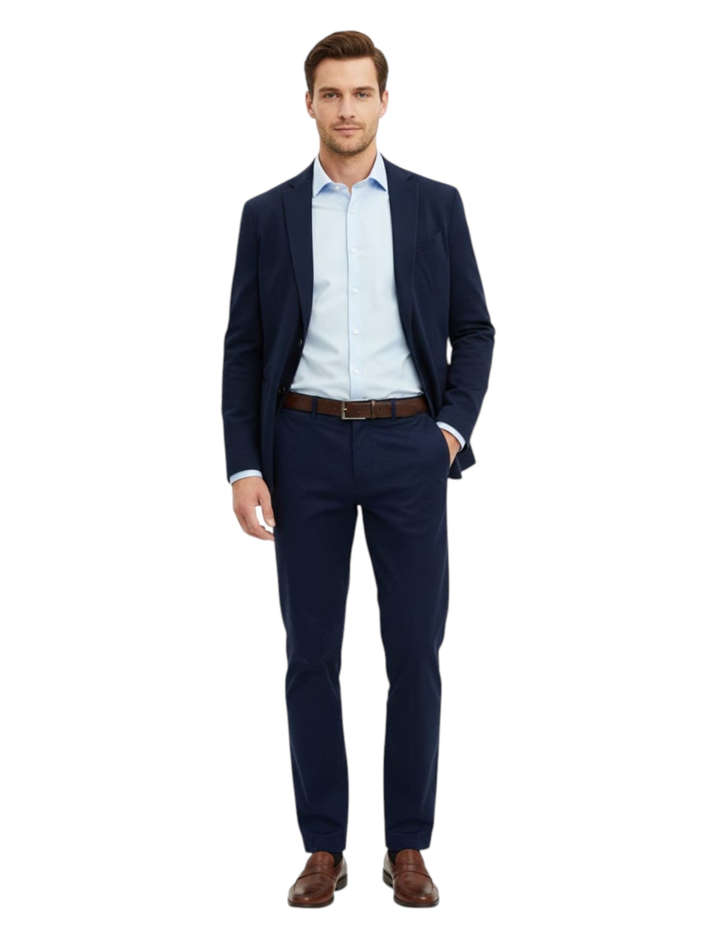 Men's Plain Solid Classic Pant,Navy