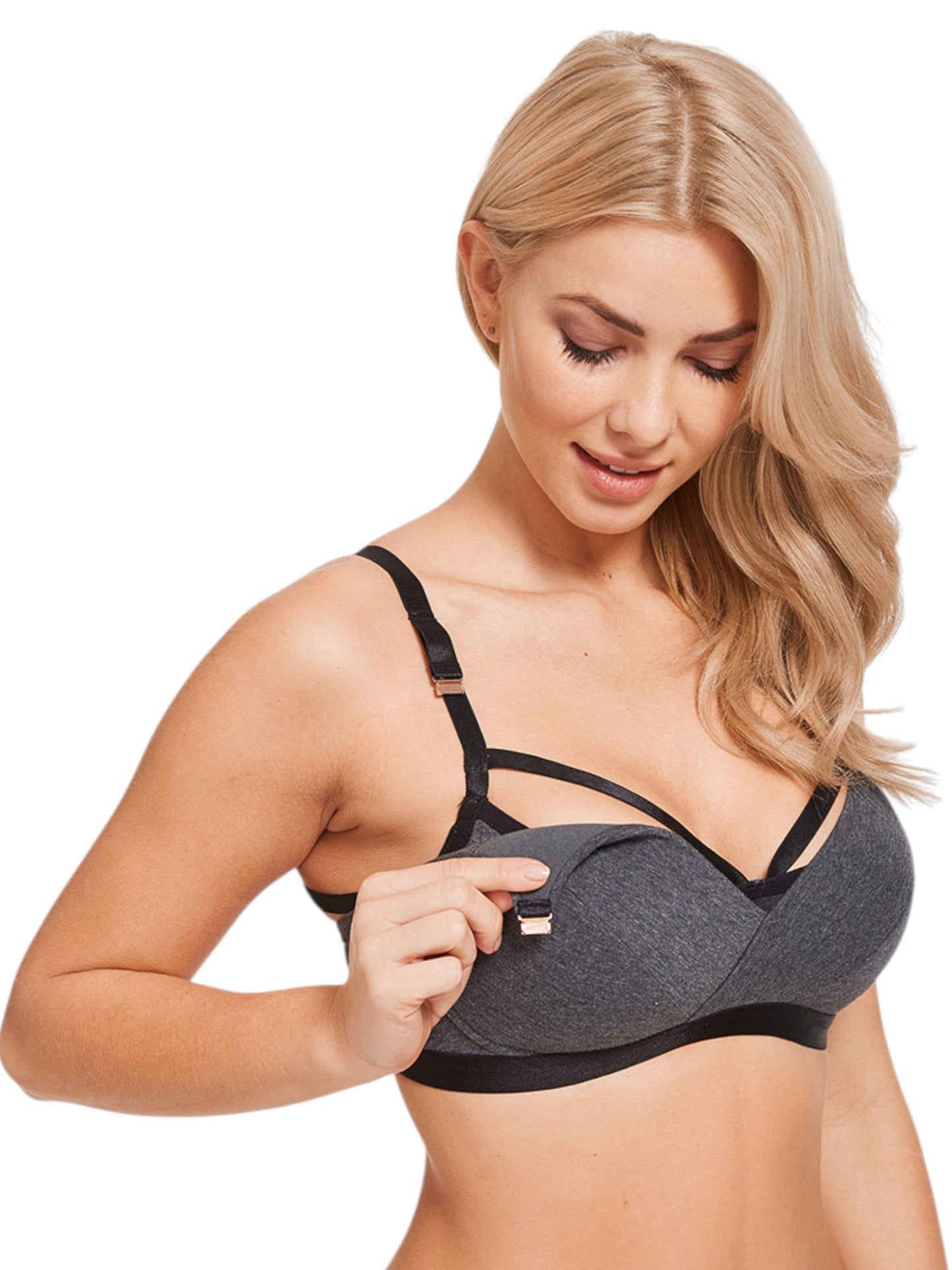 Women's Plian Solid Bra,Grey