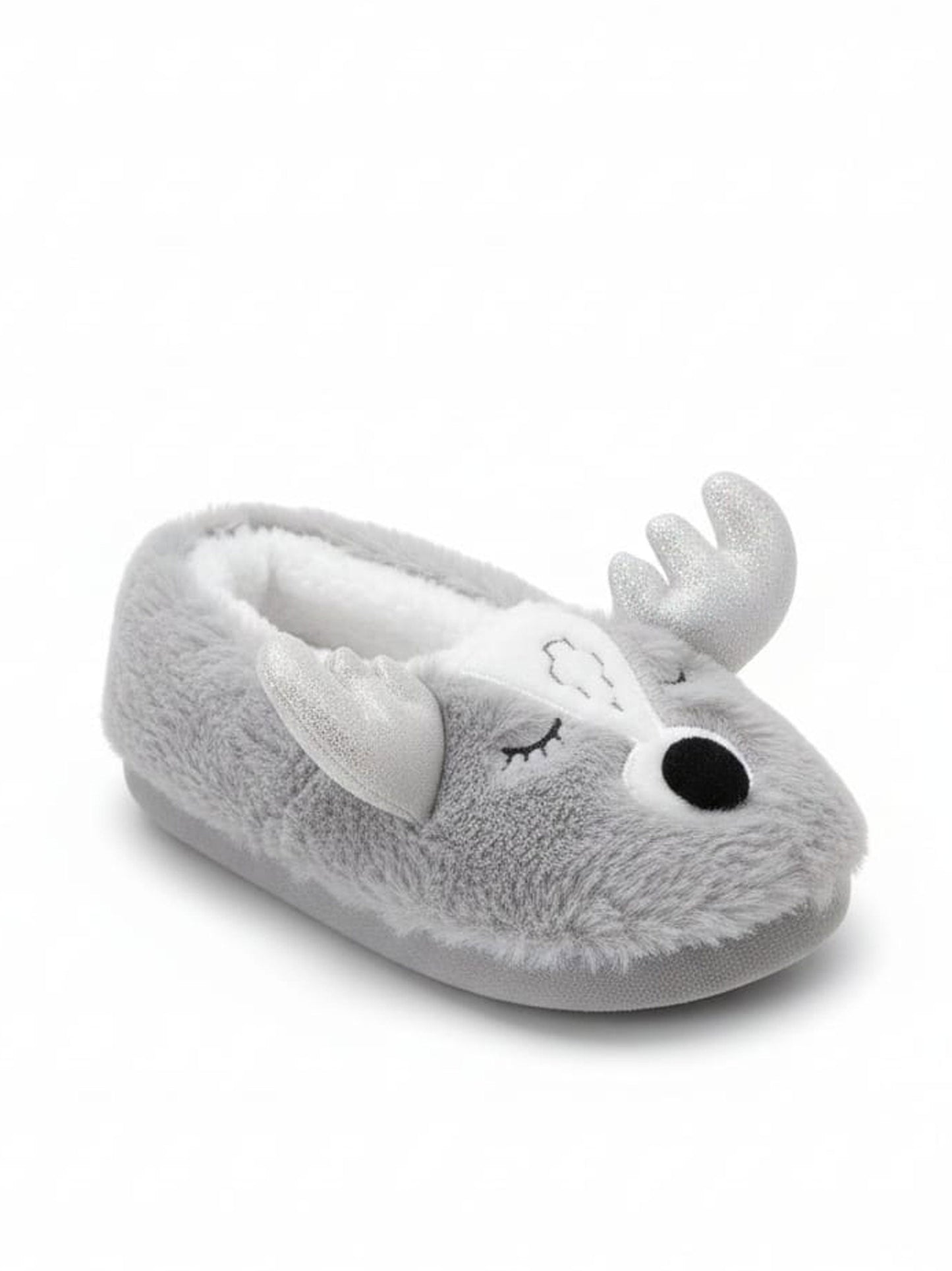 Women's Faux Fur Slippers,Light Grey