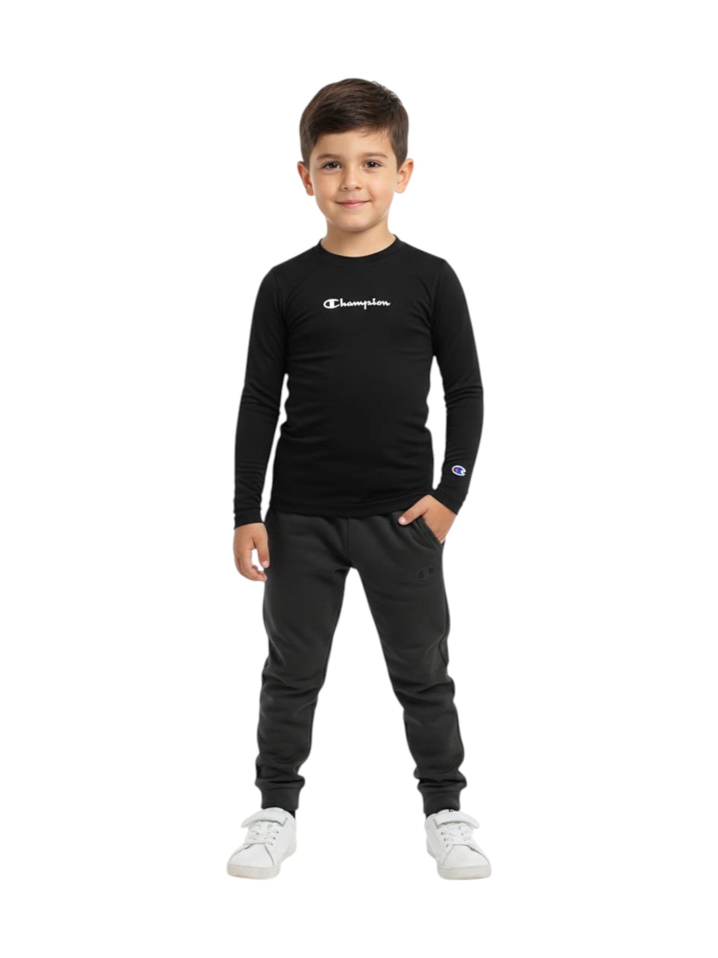 Kids Boy's Brand Logo Printed Sport Top,Black