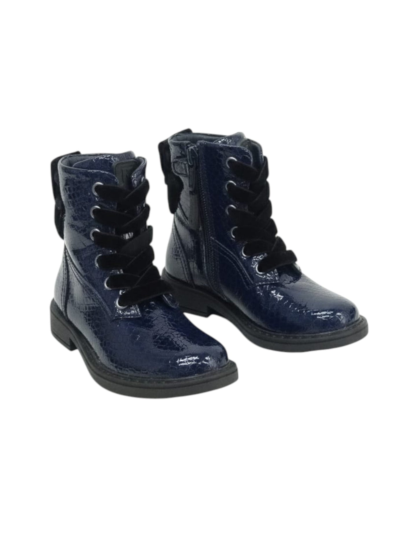 Kids Girl's Textured Ankle Boots,Navy