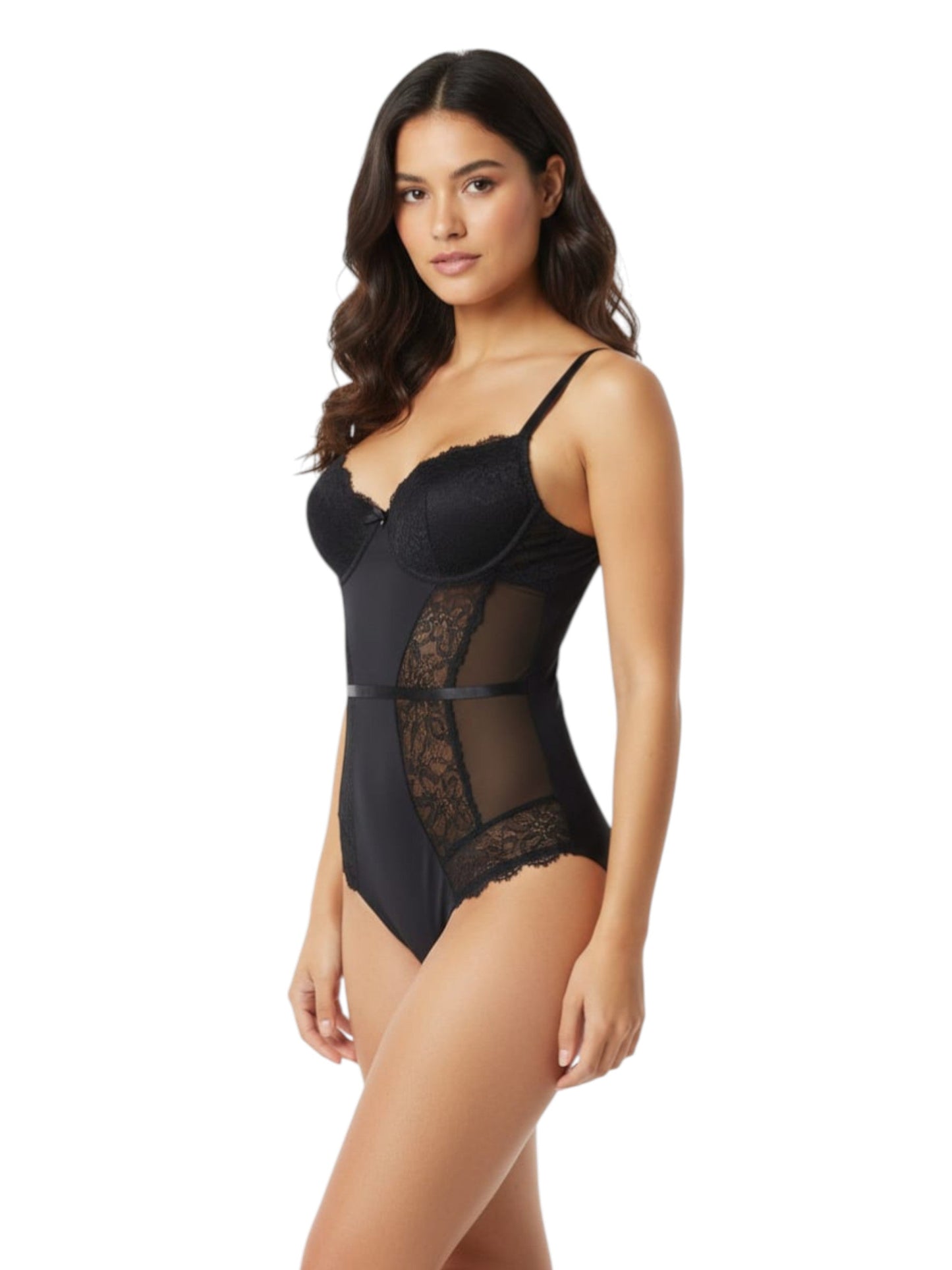 Women's Lace Bodysuit Bra,Black