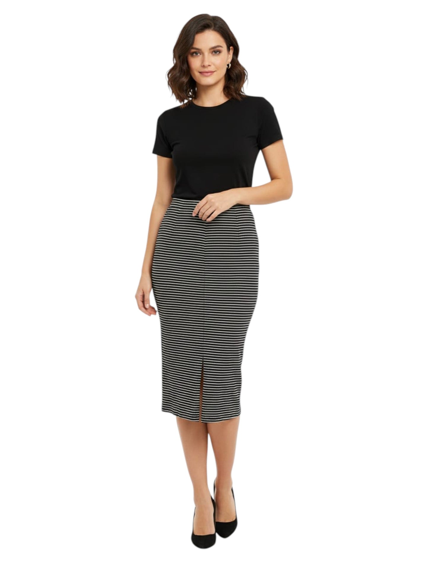 Women's Striped Skirt,Black/White