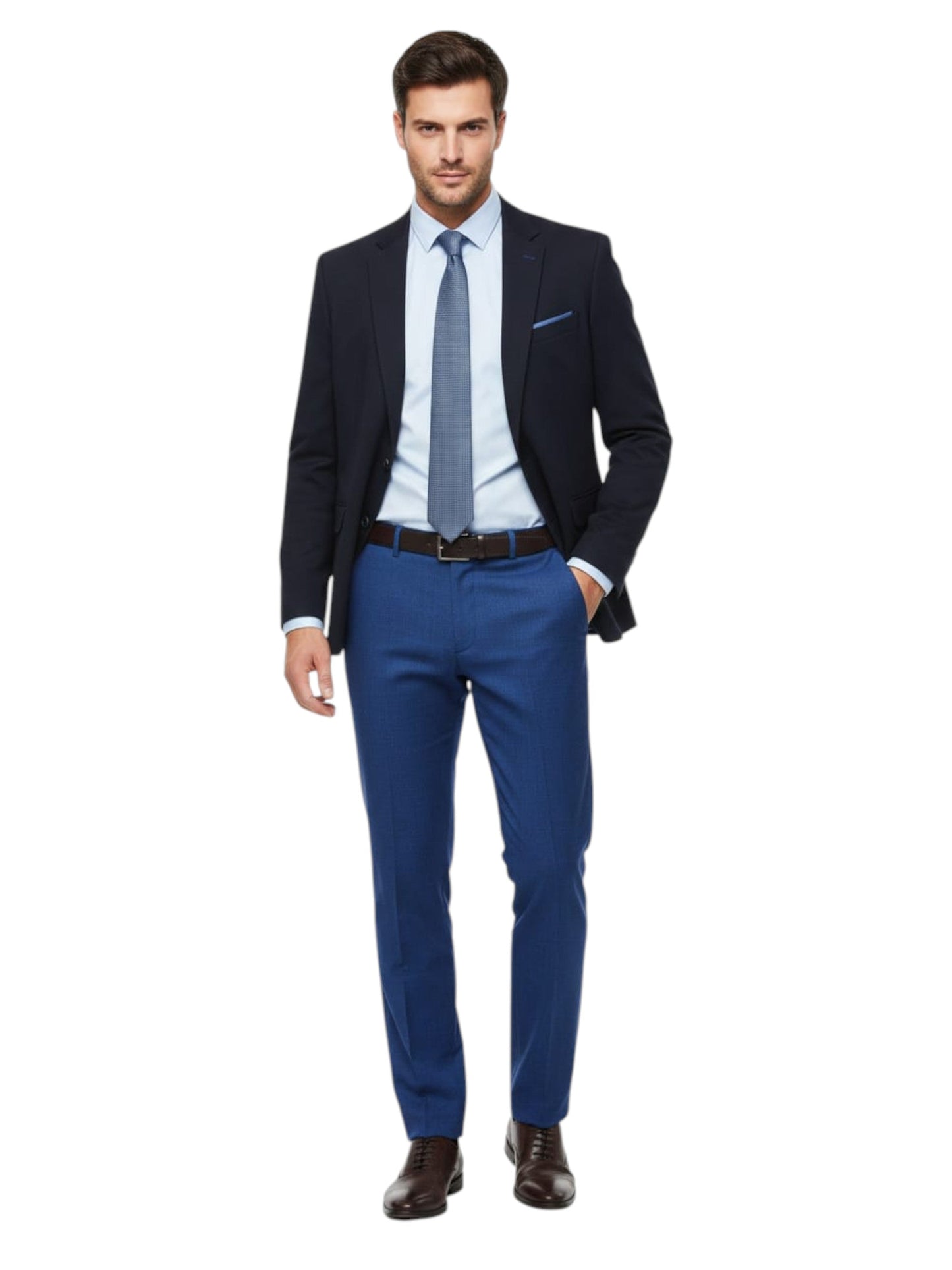 Men's Plain Solid Classic Pant,Blue