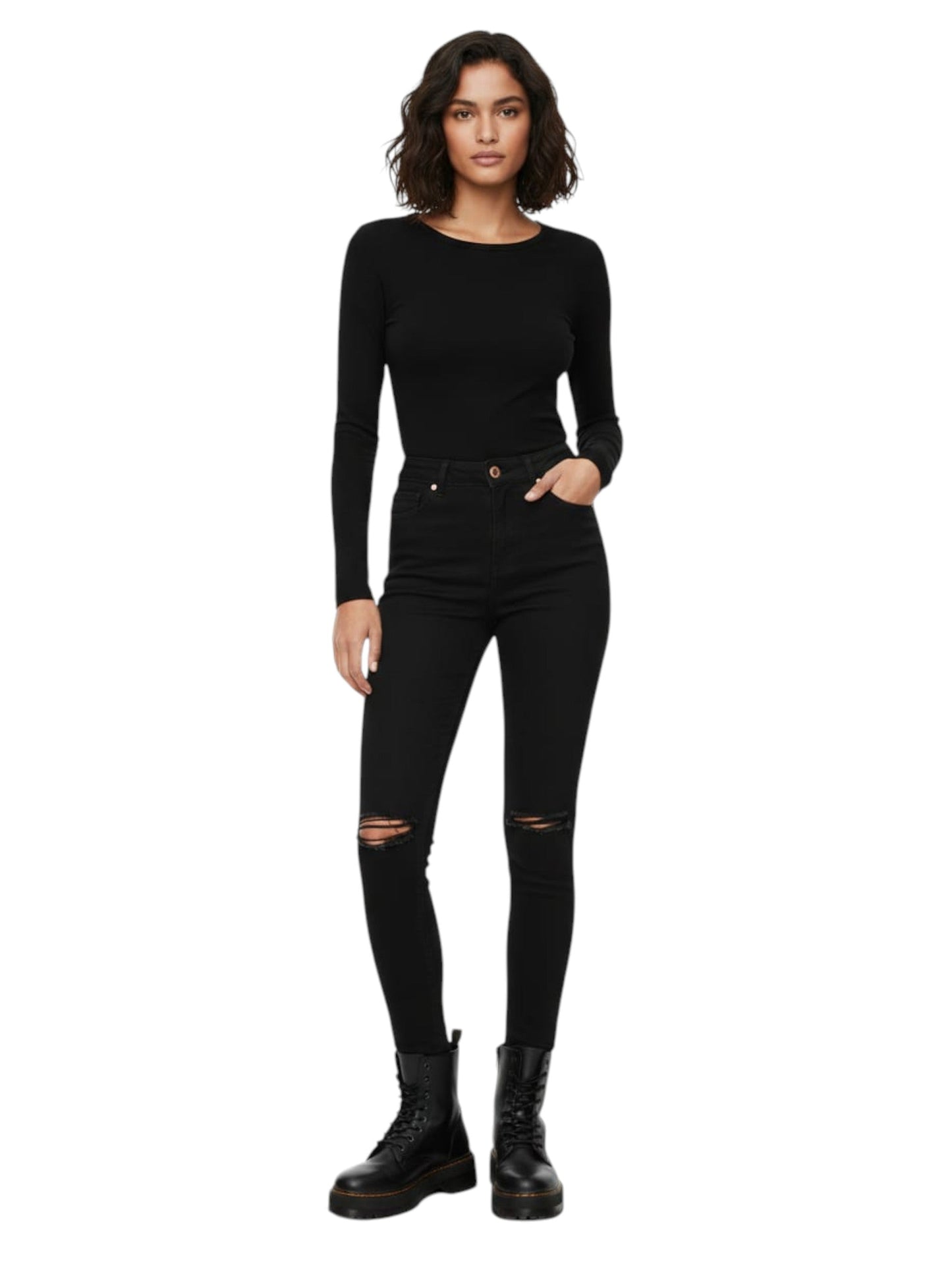 Women's Ripped Jeans,Black