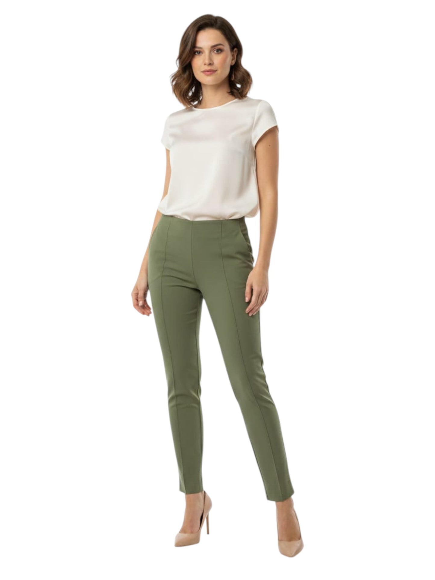 Women's Plain Solid Pant,Olive