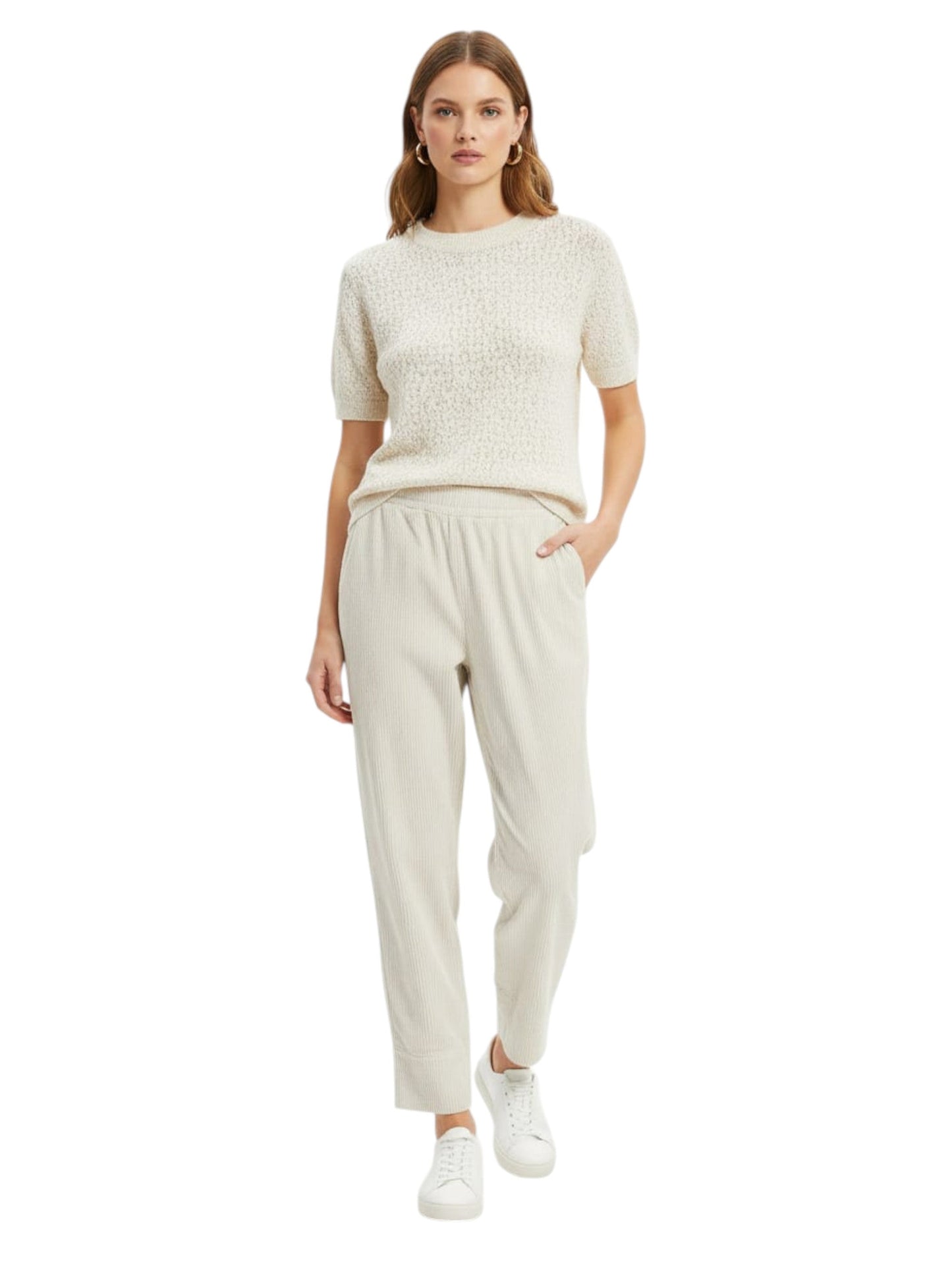 Women's Ribbed Pant,Beige