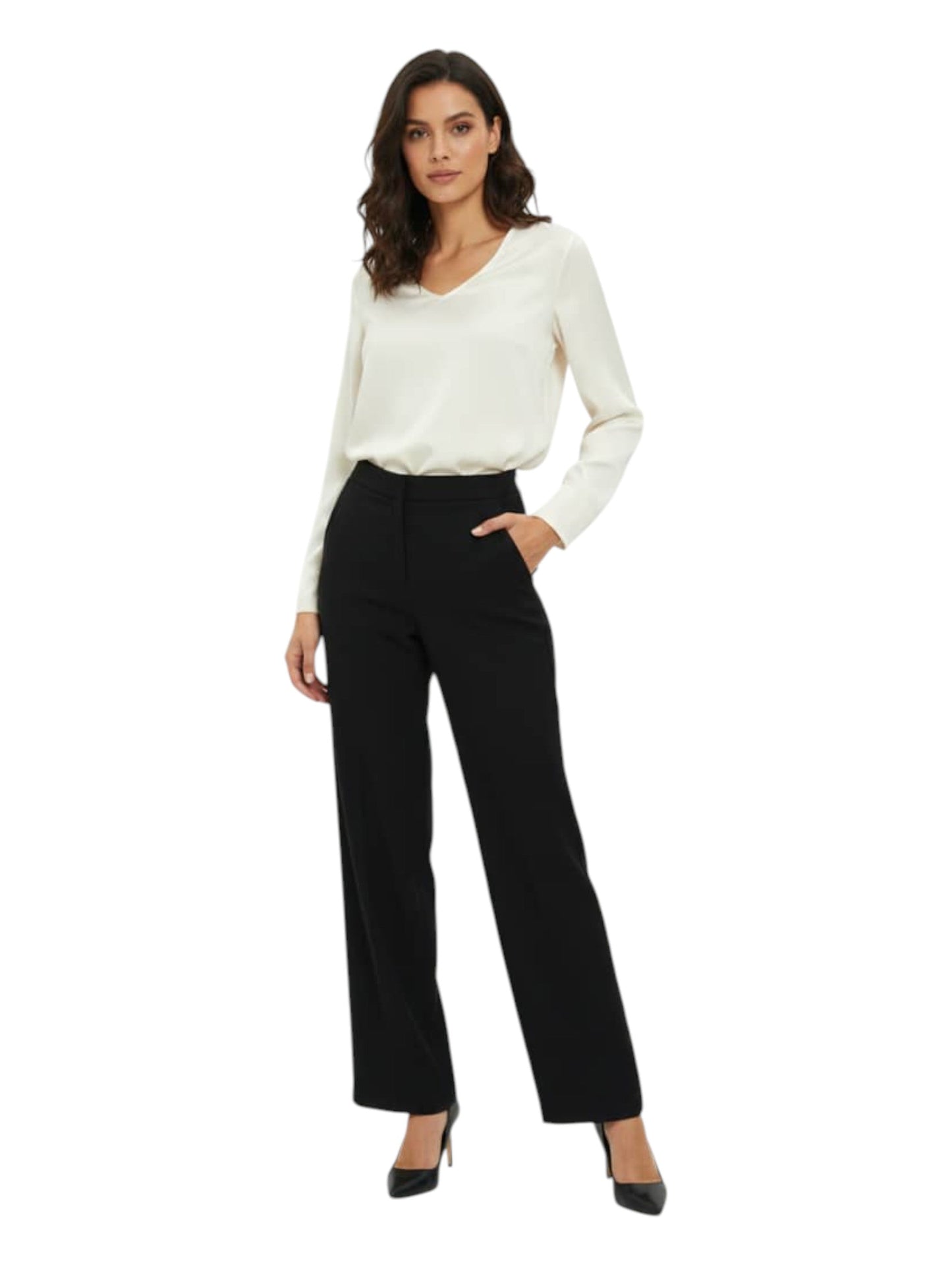 Women's Plain Solid Classic Pant,Black