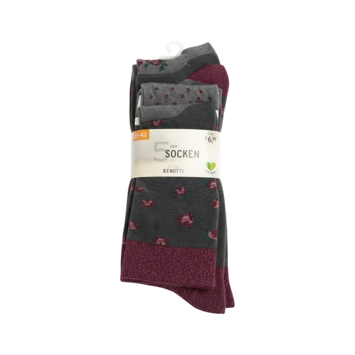 Women's Printed Socks Set 5pieces,Grey