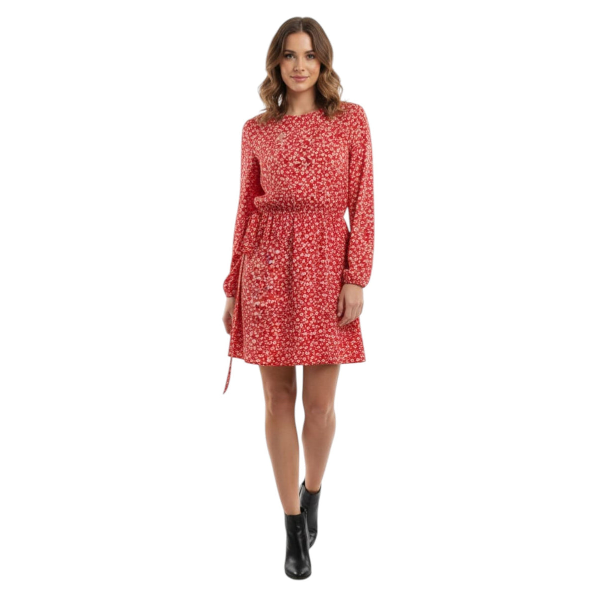 Women's Floral Printed Dress,Red