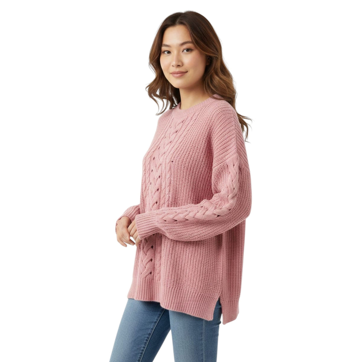 Women's Open Knitted Sweaters,Pink