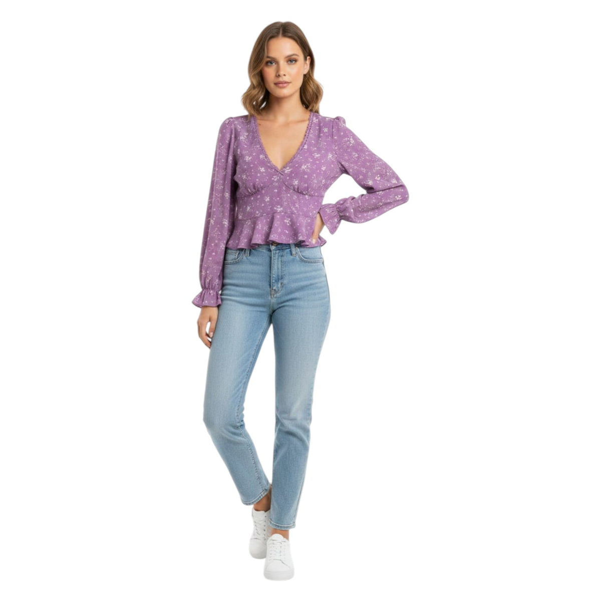 Women's Floral printed Top,Purple