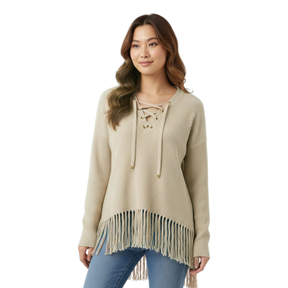 Women's Ribbed Top,Beige