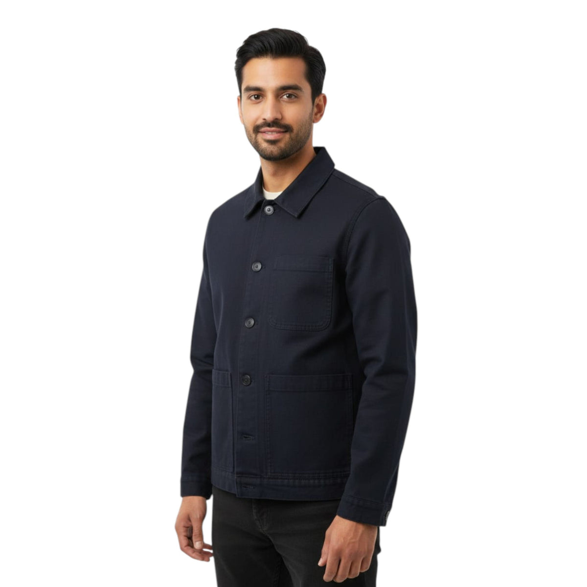 Men's Plain Solid Jacket,Navy
